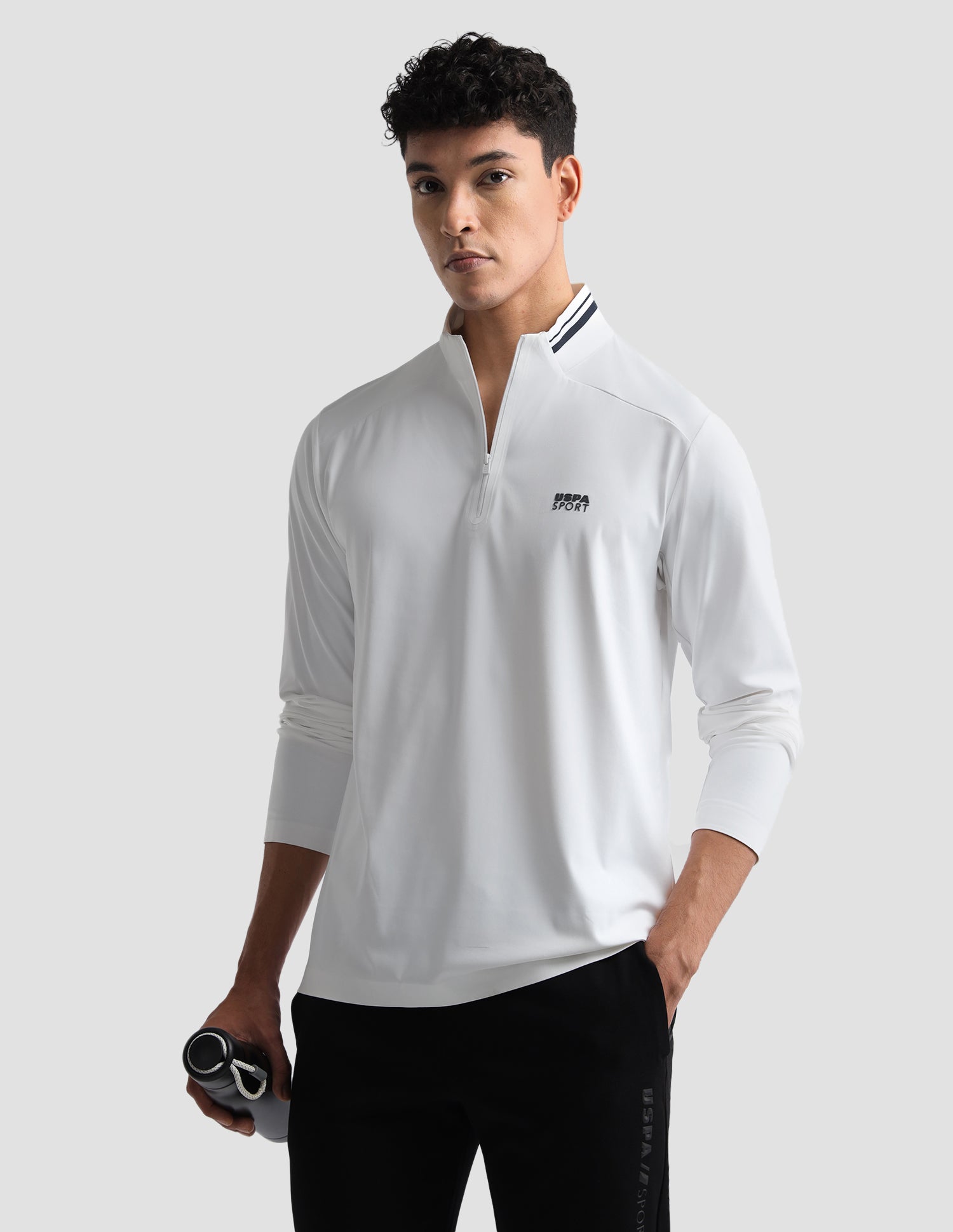 Solid Slim Fit Active Polo Shirt White - U.S. Polo Assn. India | Large