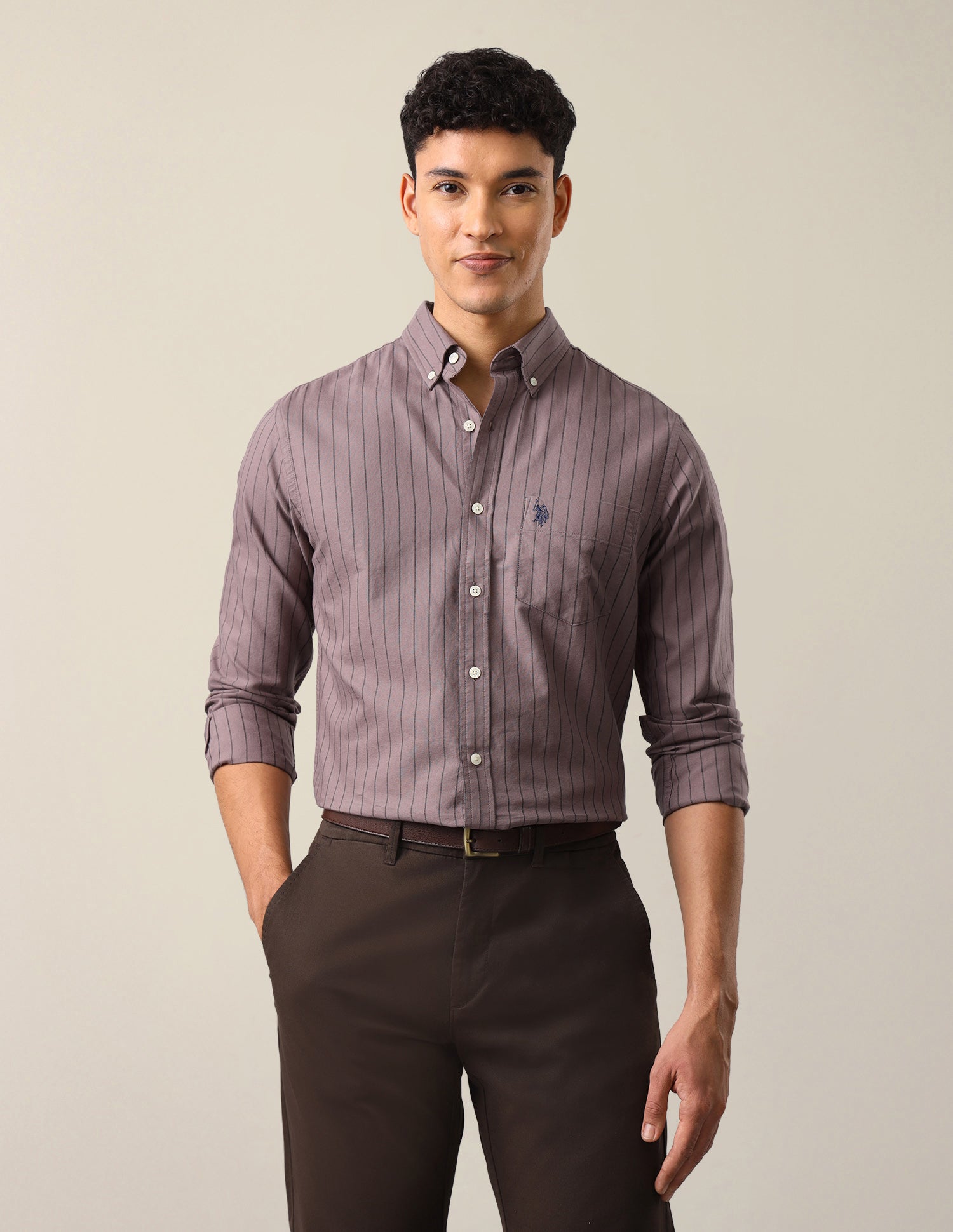 Oxford Vertical Striped Shirt Pink - U.S. Polo Assn. India | Large