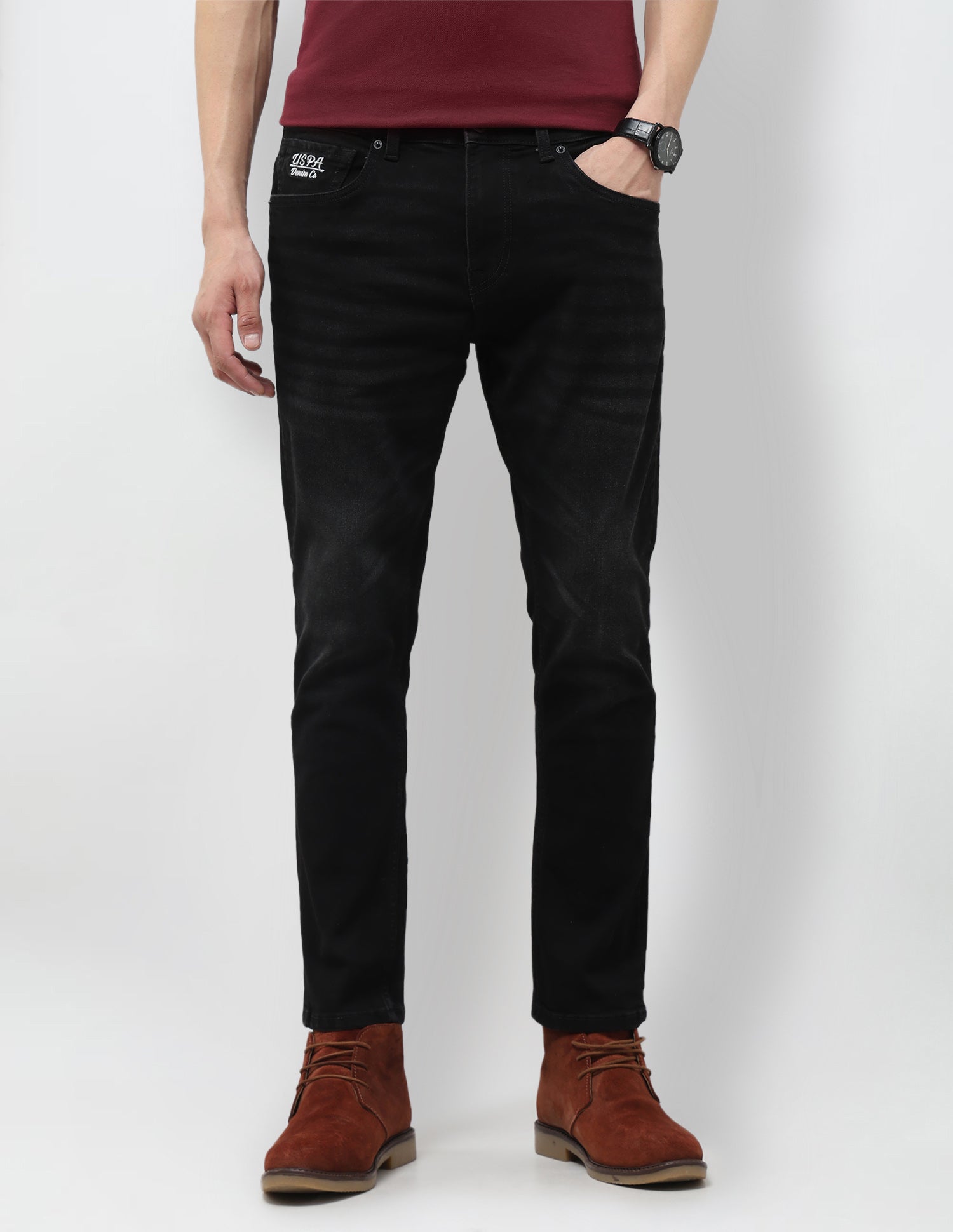 Henry Tapered Fit Black Jeans Black - U.S. Polo Assn. India | Large
