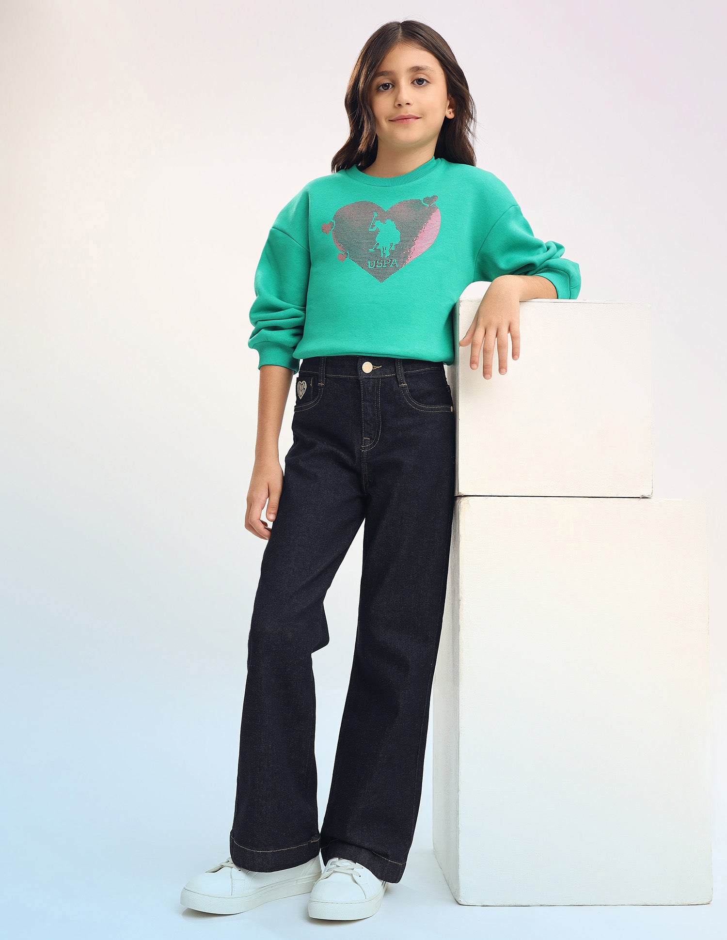 Girls Bootcut Fit Blue Jeans