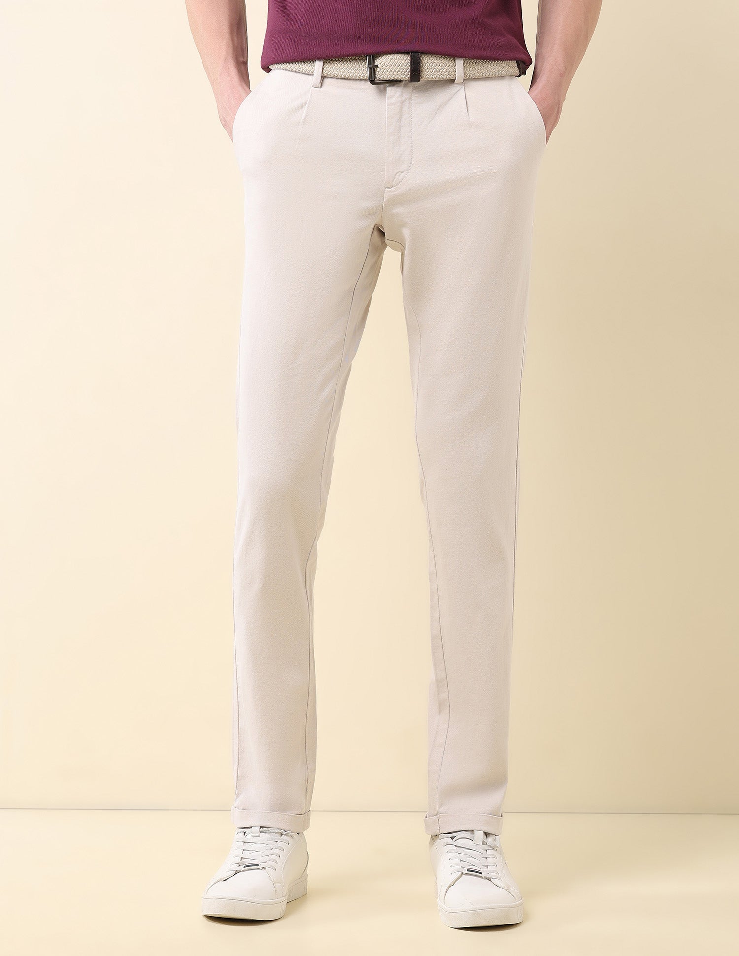 Mid Rise Denver Slim Fit Trousers Beige - U.S. Polo Assn. India | Large