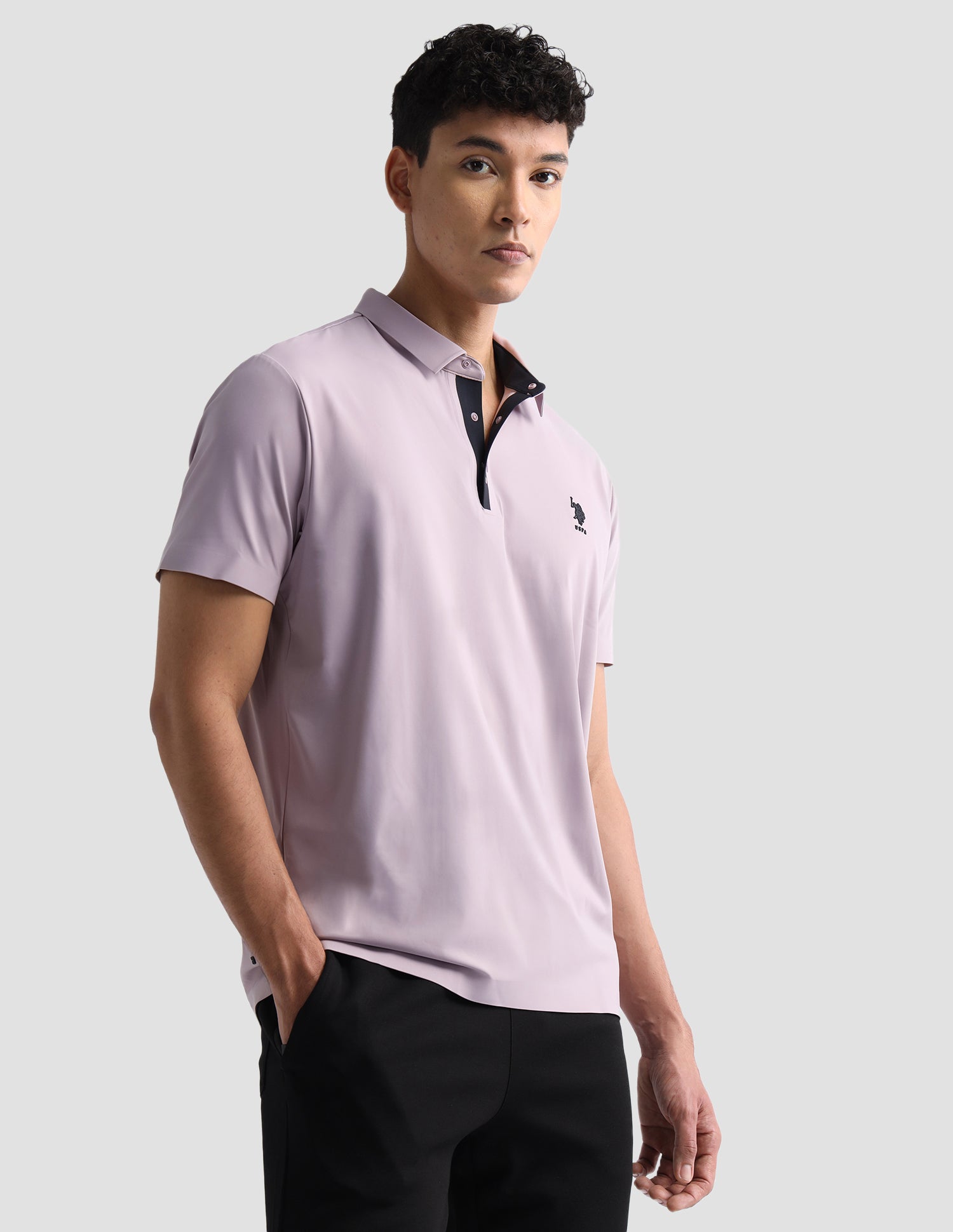 Solid Slim Fit Active Polo Shirt Pink - U.S. Polo Assn. India | Large