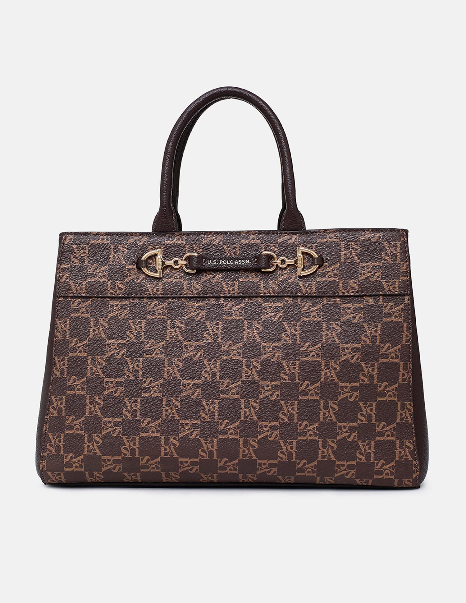 Capri Monogram Satchel Bag Brown - U.S. Polo Assn. India | Large