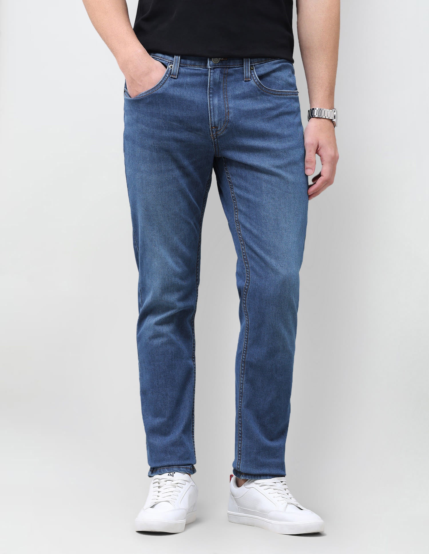 Solid Slim Tapered Fit Jeans Blue - U.S. Polo Assn. India | Large