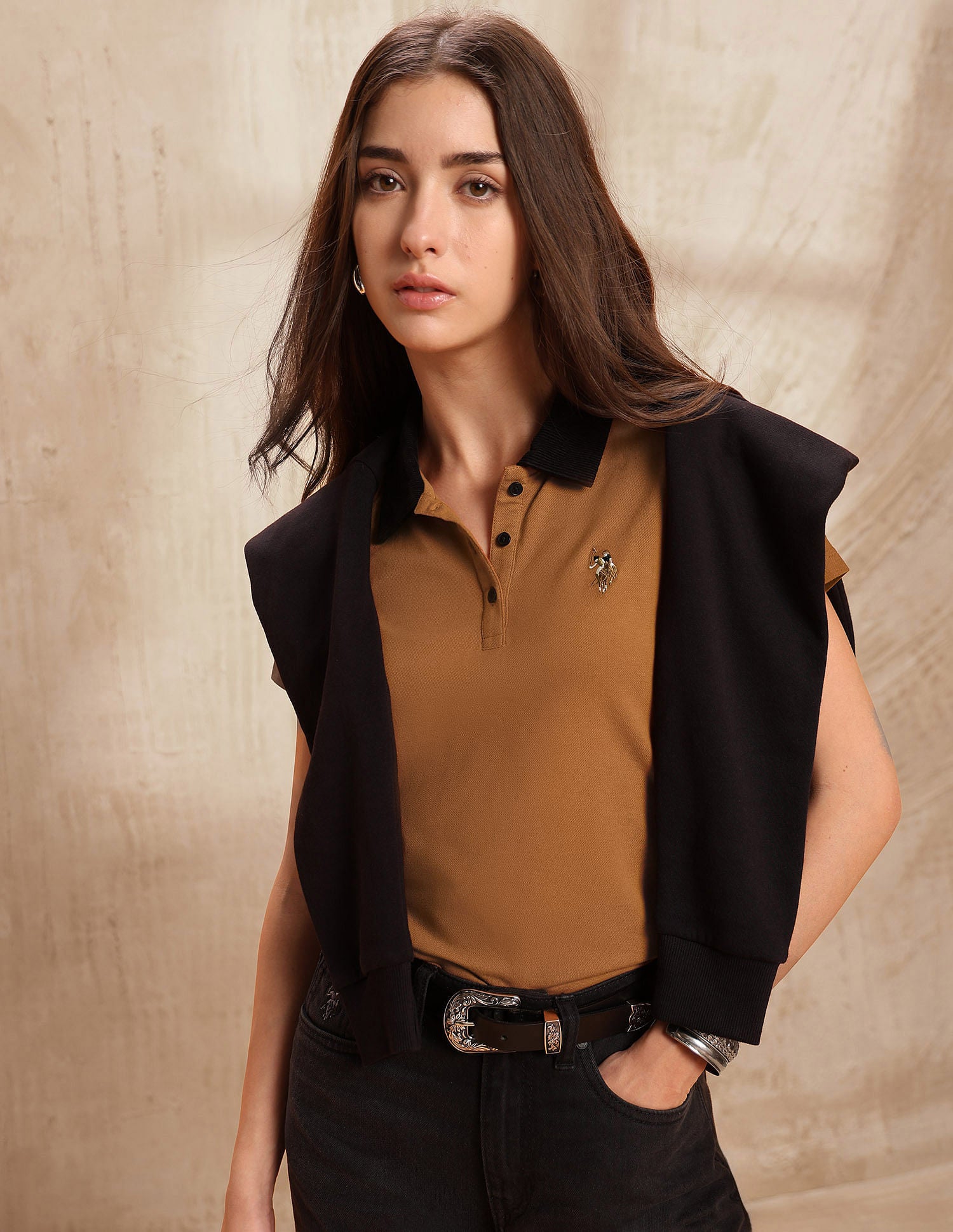 Regular Fit Solid Polo Shirt Light Brown - U.S. Polo Assn. India | Large