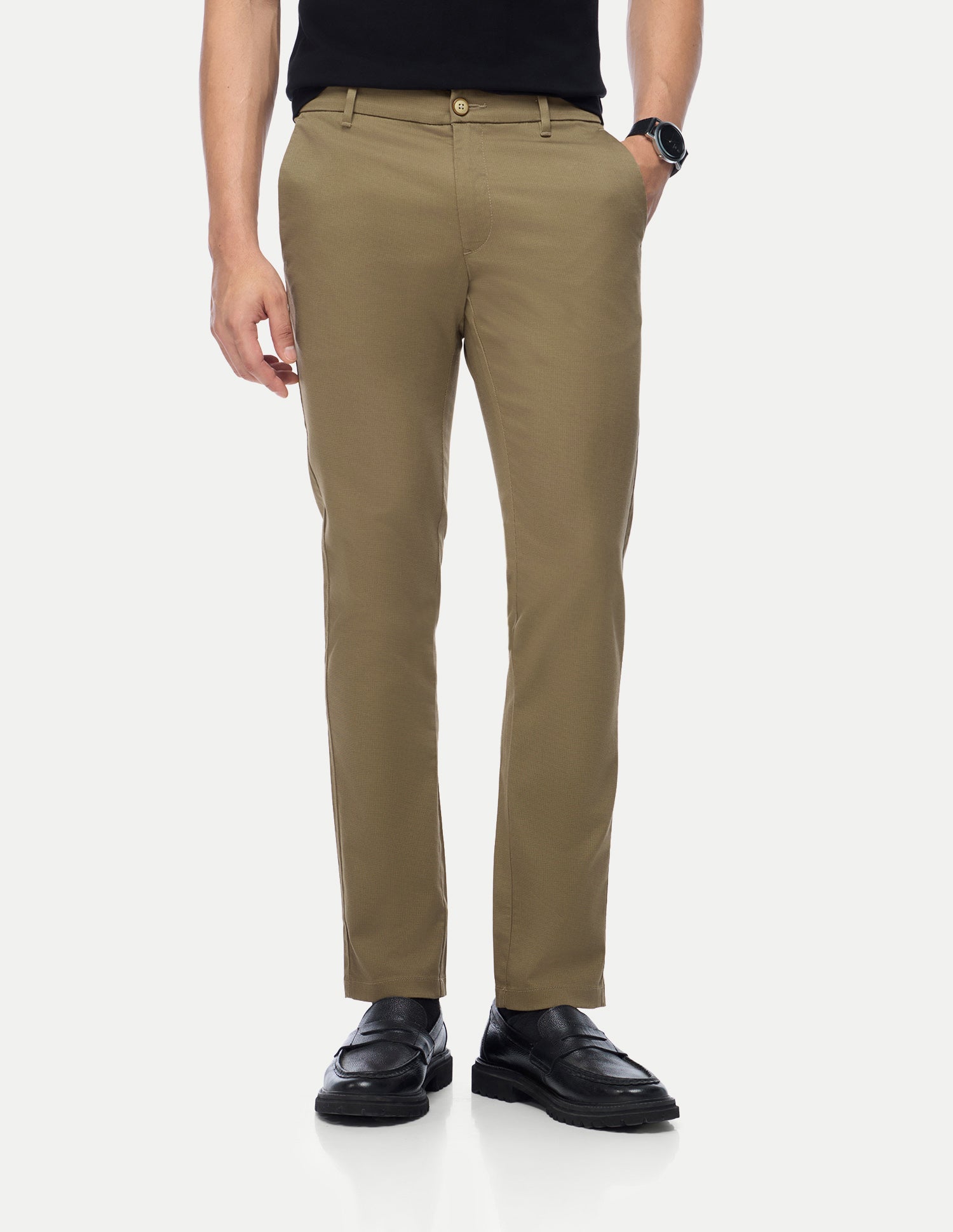 Denver Slim Fit Satin Trousers Khaki - U.S. Polo Assn. India | Large