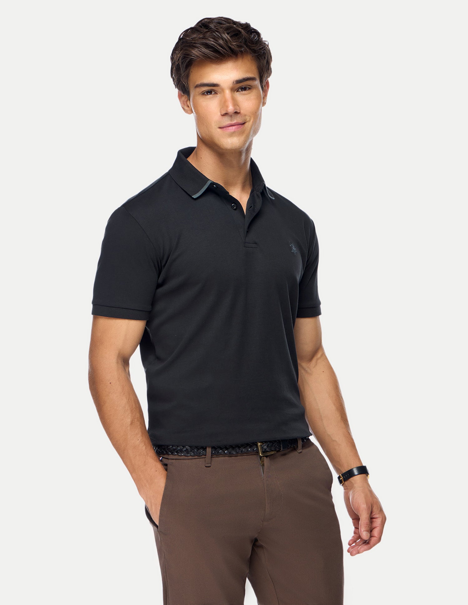 Solid Slim Fit Polo Shirt Black - U.S. Polo Assn. India | Large