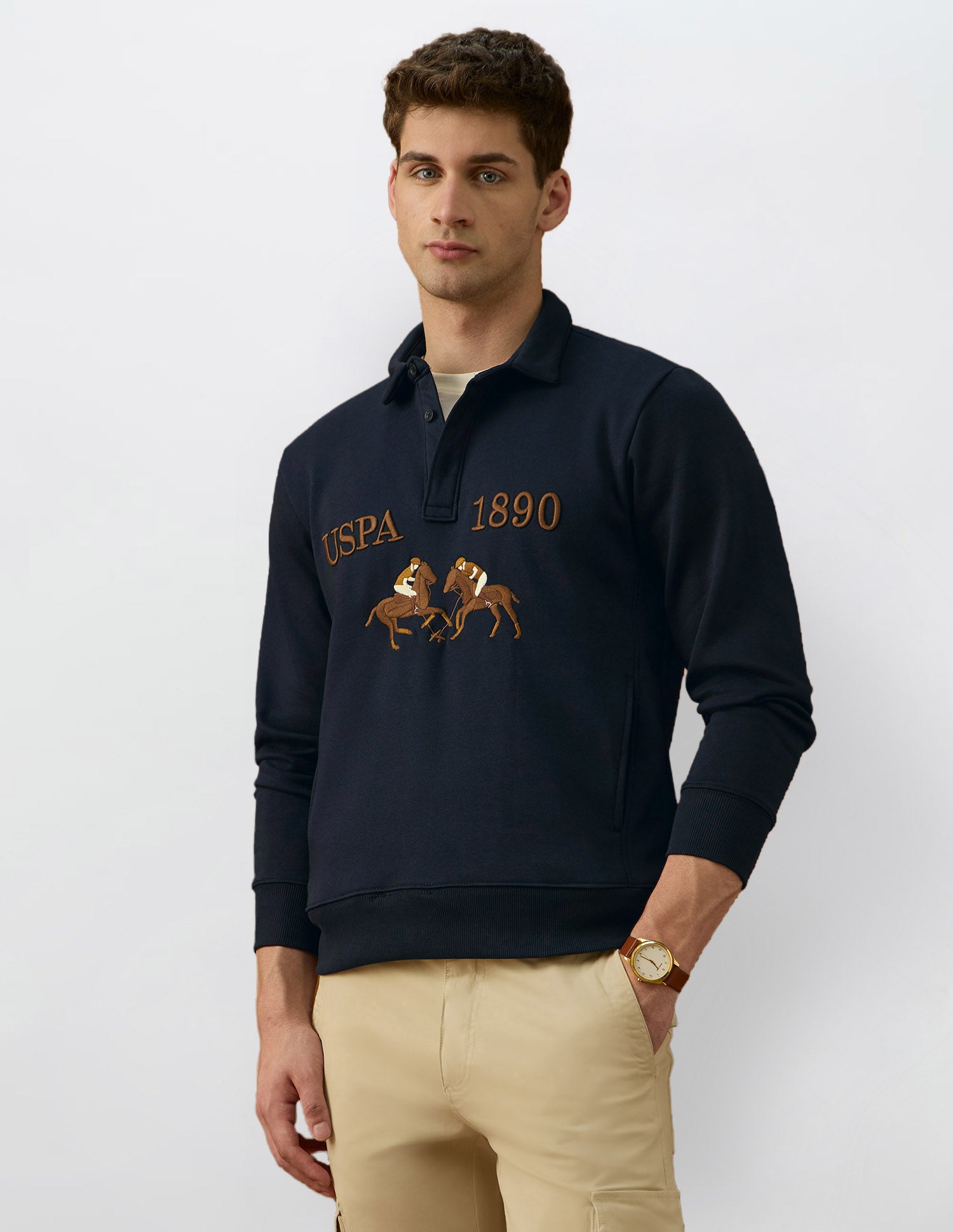 Brand Embroidered Equestrian Aisle Theater Sweatshirt Navy - U.S. POLO ASSN. | Large