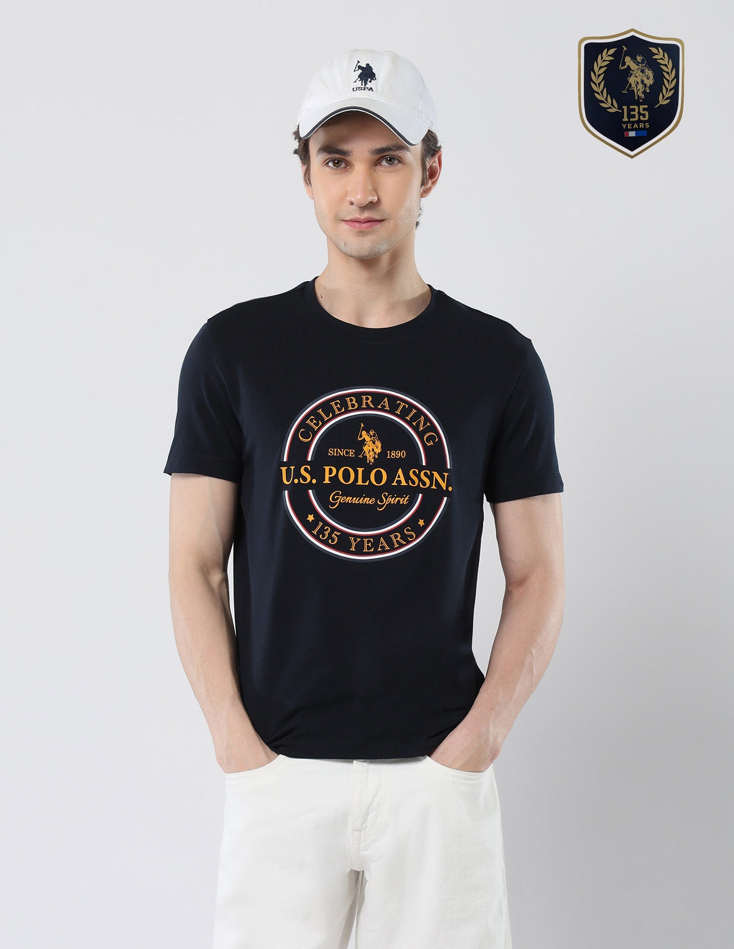 Brand Printed 135 Anniversary T-Shirt Navy - U.S. Polo Assn. India | Large