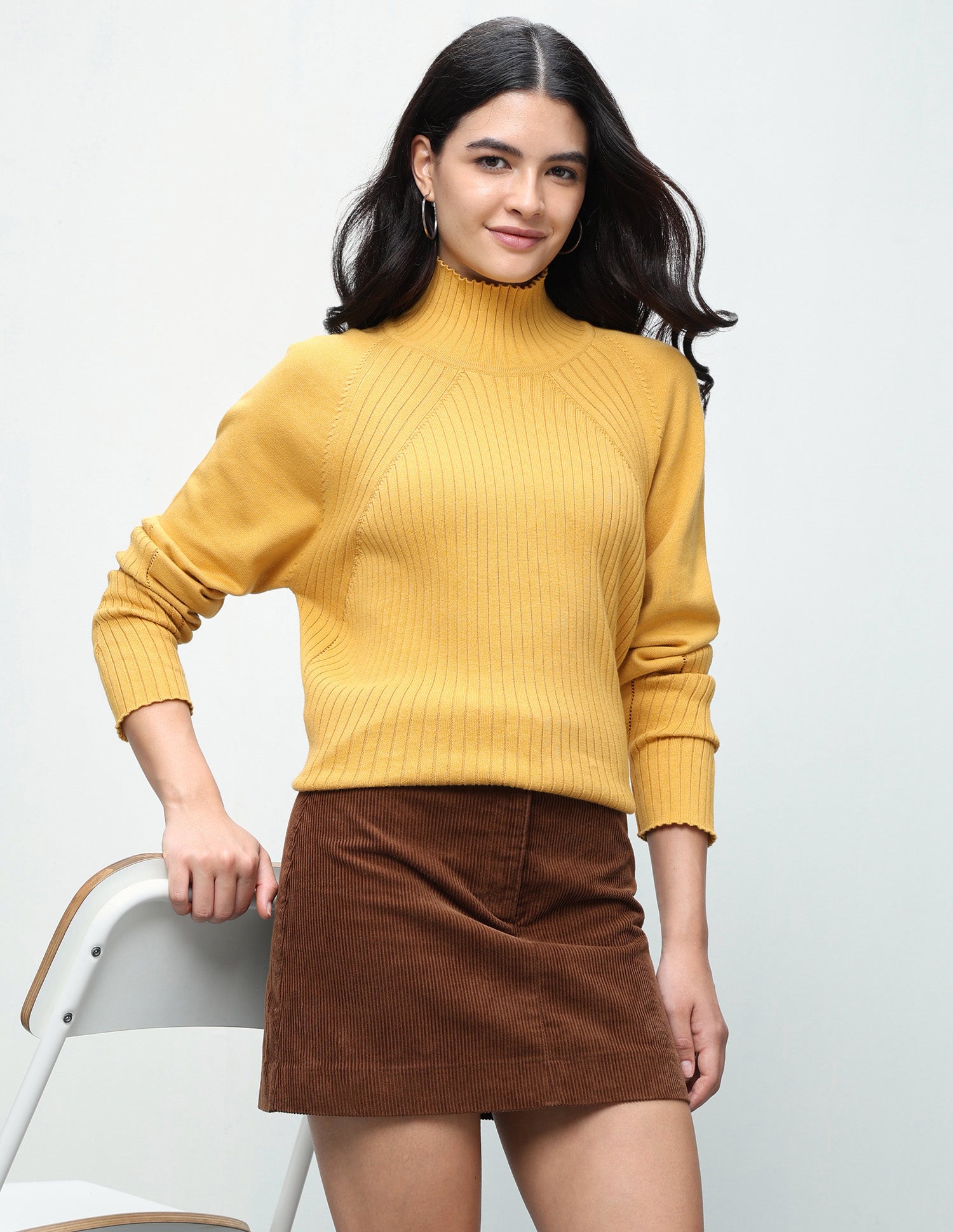 Patterned Knit Regular Fit Sweater Mustard - U.S. Polo Assn. India | Large