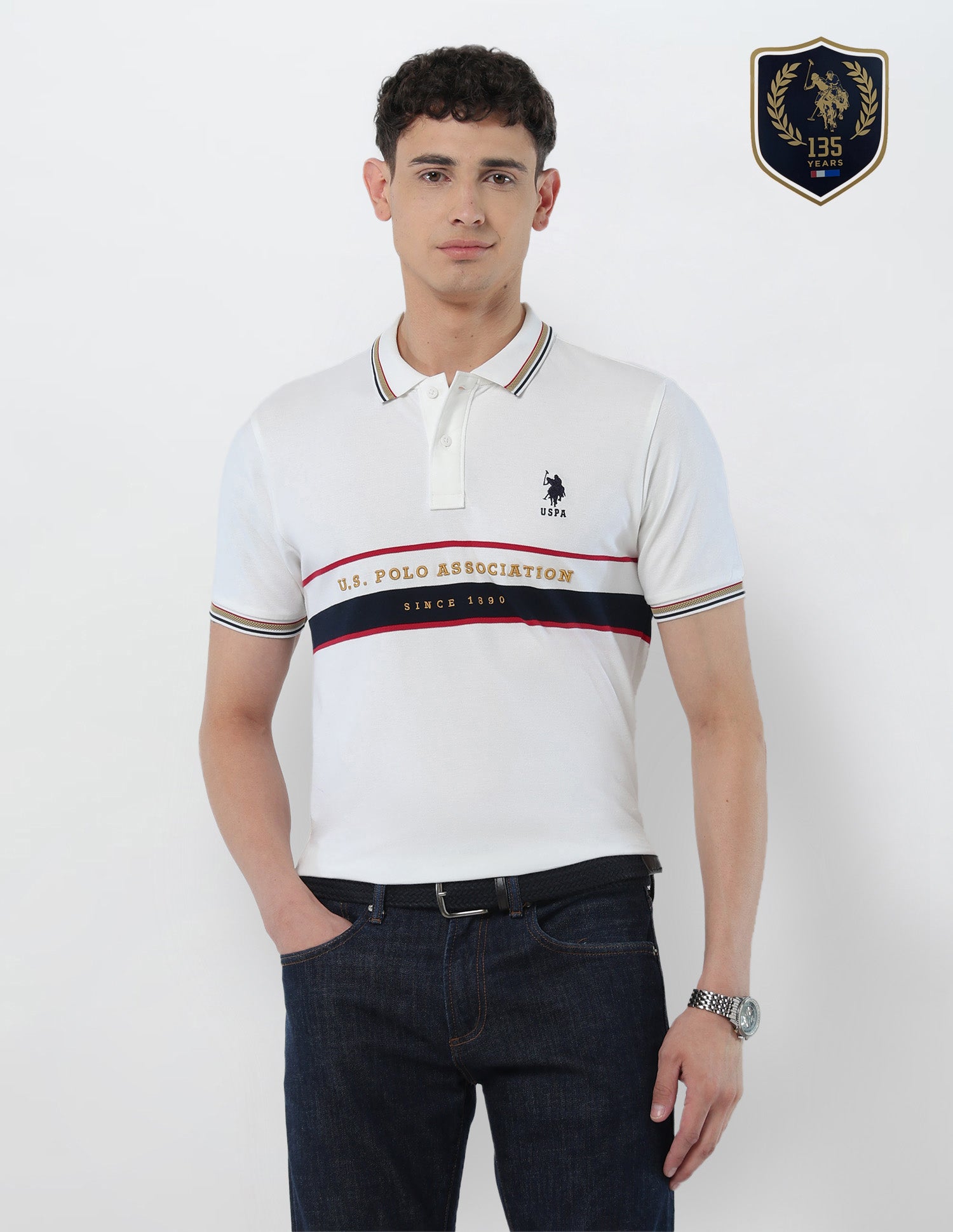 Brand Embroidered Slim Fit Polo Shirt