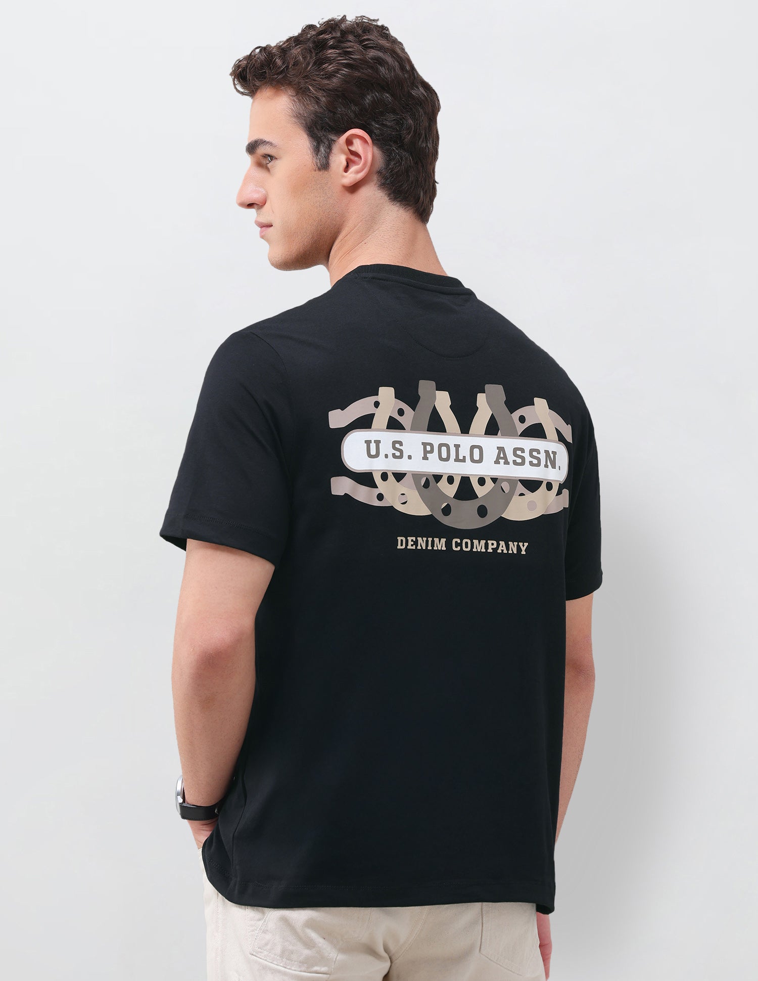 Graphic Brand Printed Relaxed Fit T-Shirt Black - U.S. Polo Assn. India | Large