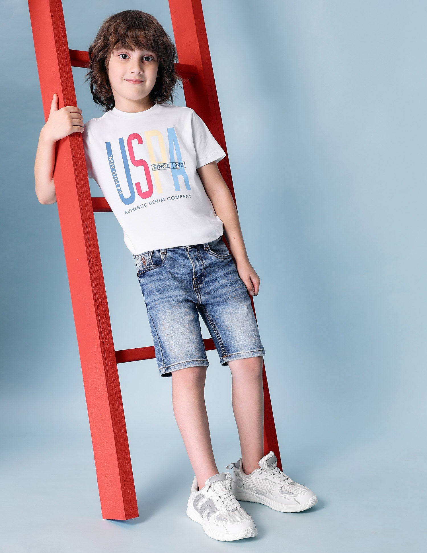 Boys Mid Rise Denim Shorts