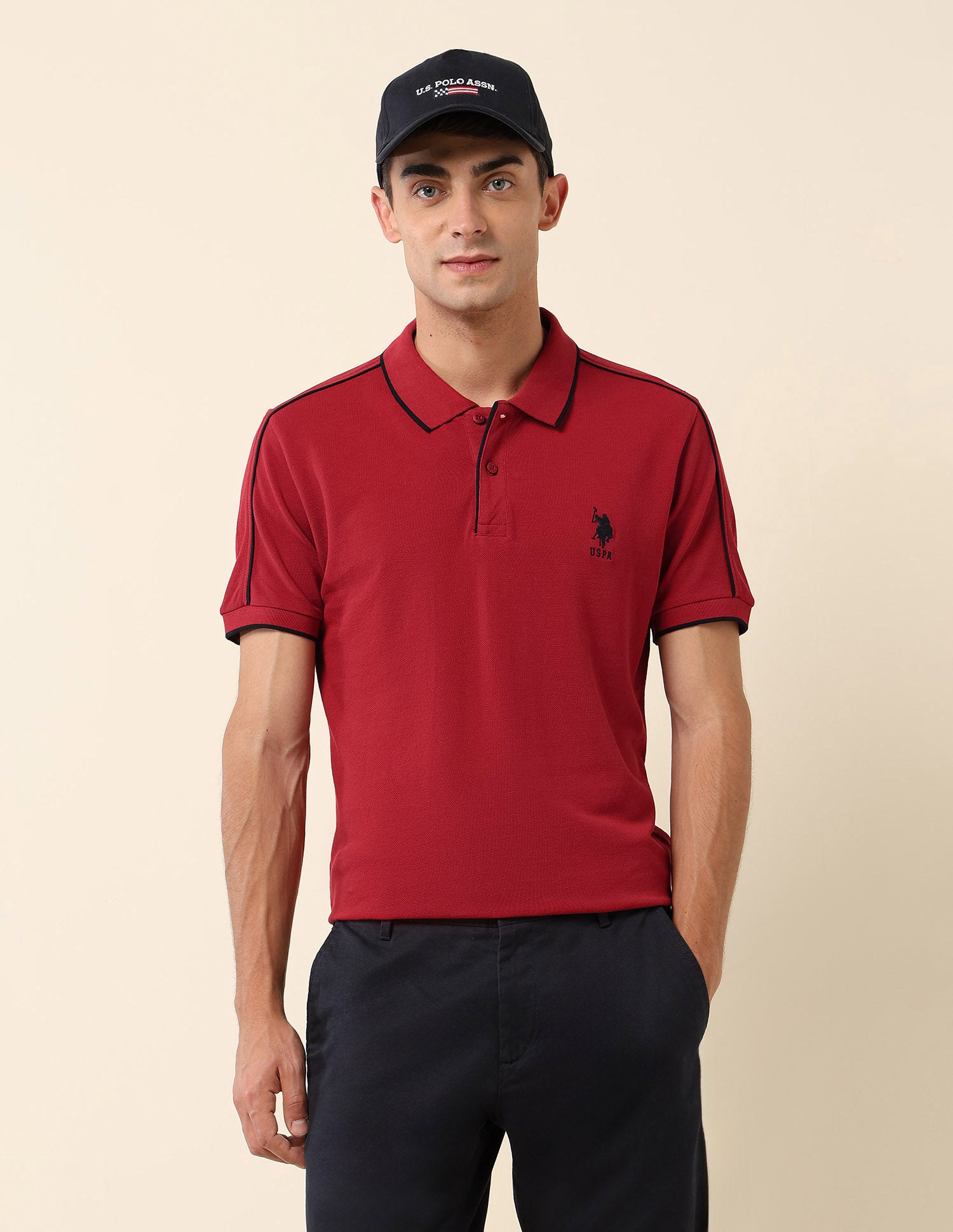 Solid Slim Fit Polo Shirt Dark Red - U.S. Polo Assn. India | Large