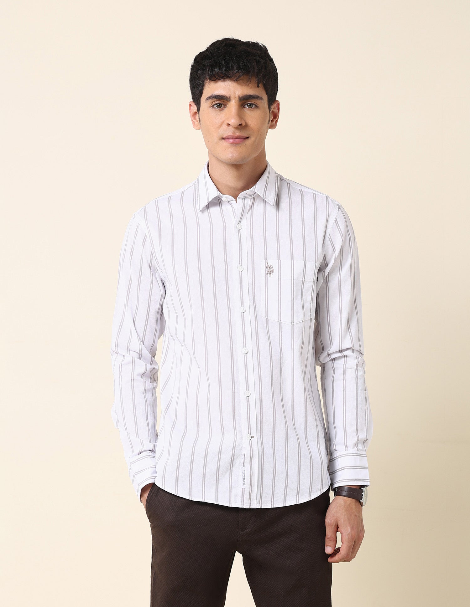 Vertical Striped Tailored Fit Shirt – Polo India