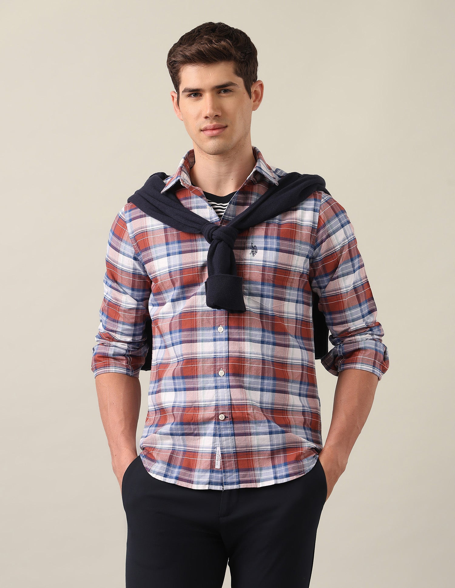 Tartan Checked Oxford Shirt Rust - U.S. Polo Assn. India | Large