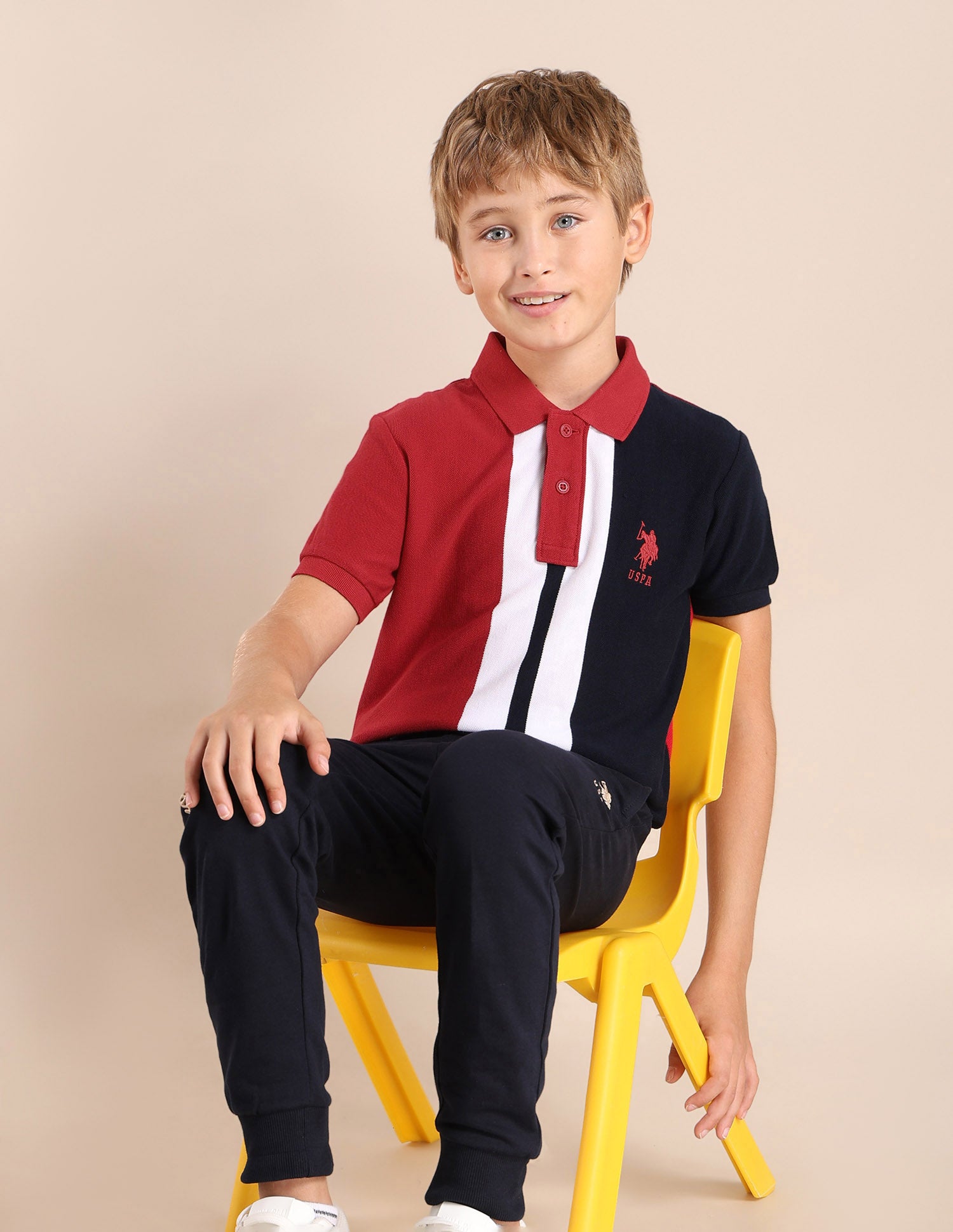 Boys Colour blocked Regular Fit Polo Shirt