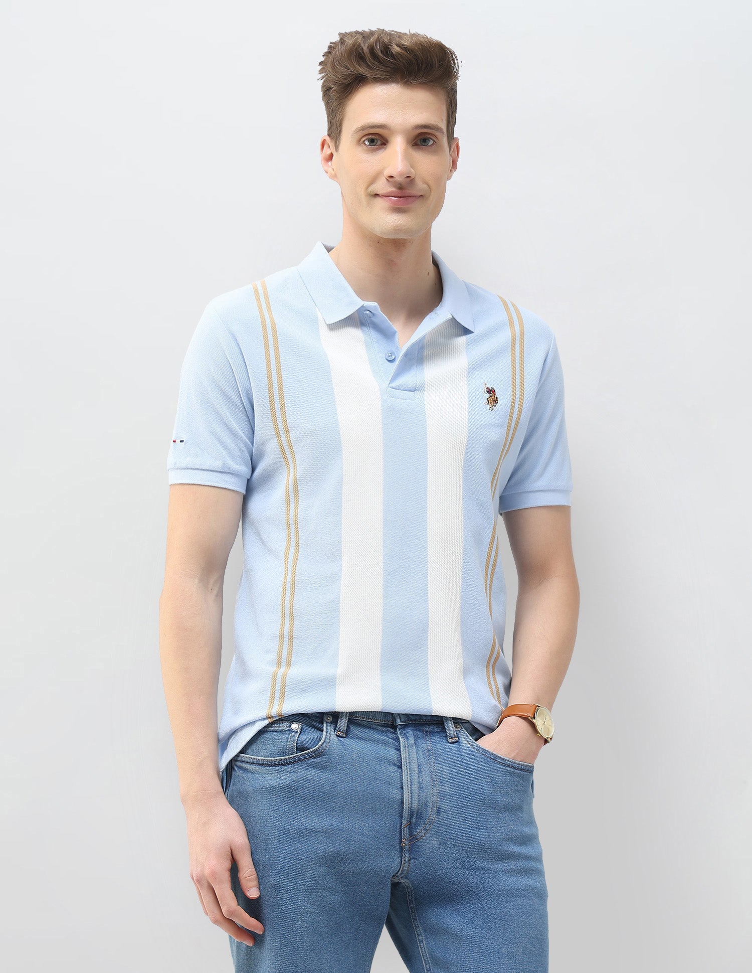Vertical Striped Motel On The Coast Polo Shirt
