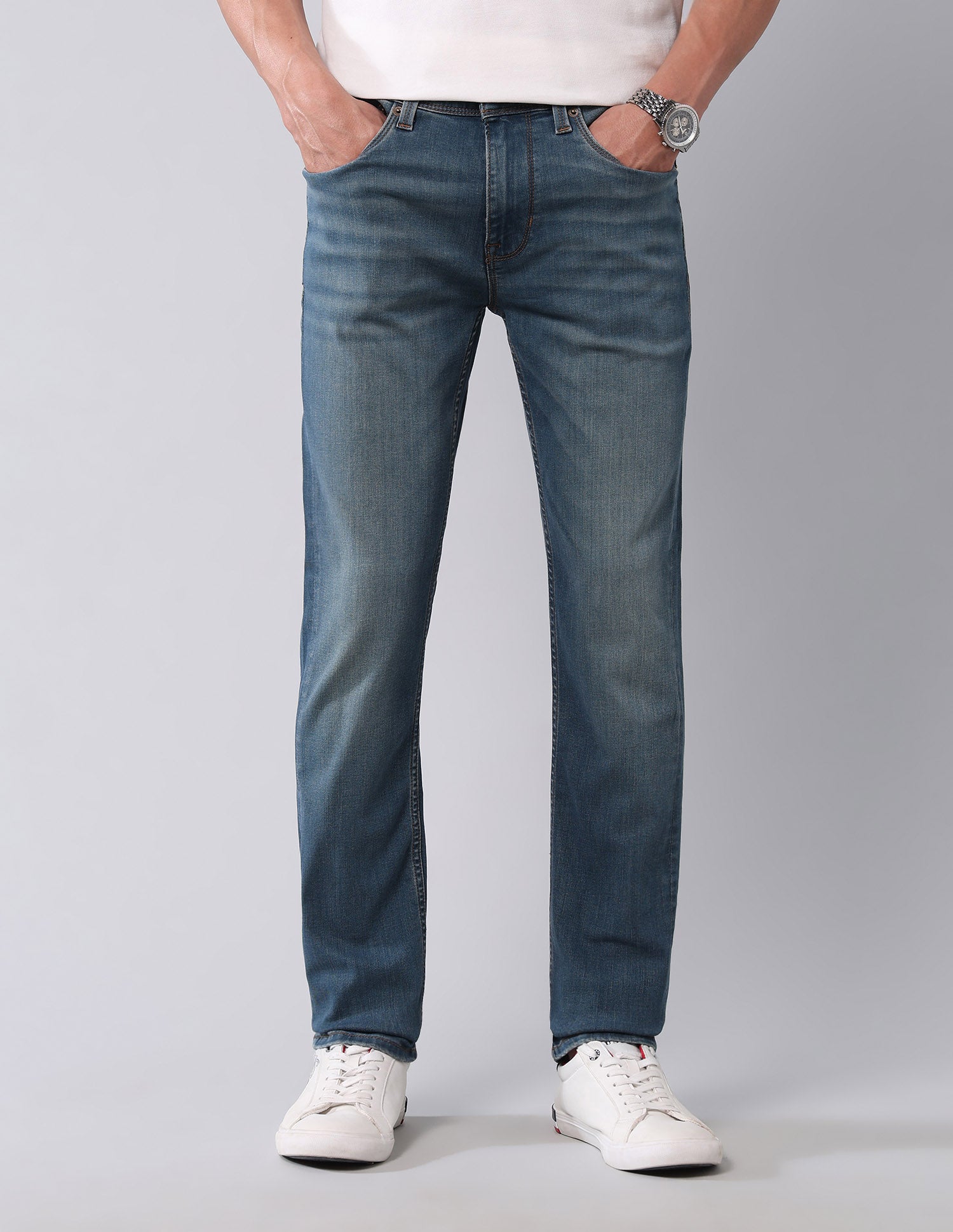 Regallo Skinny Fit Super Stretch Jeans Mid Wash - U.S. Polo Assn. India | Large