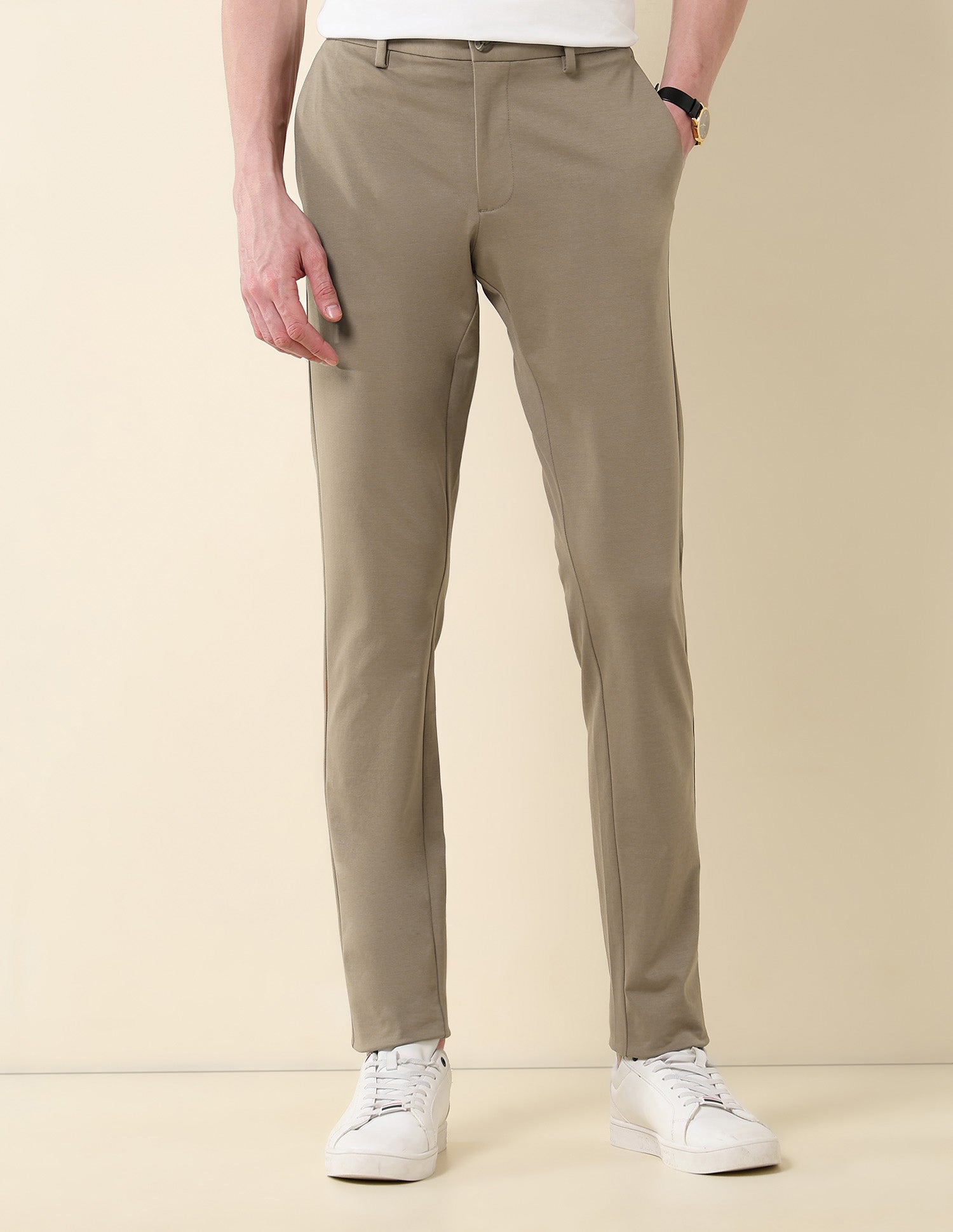 Solid Austin Slim Fit Twill Trousers