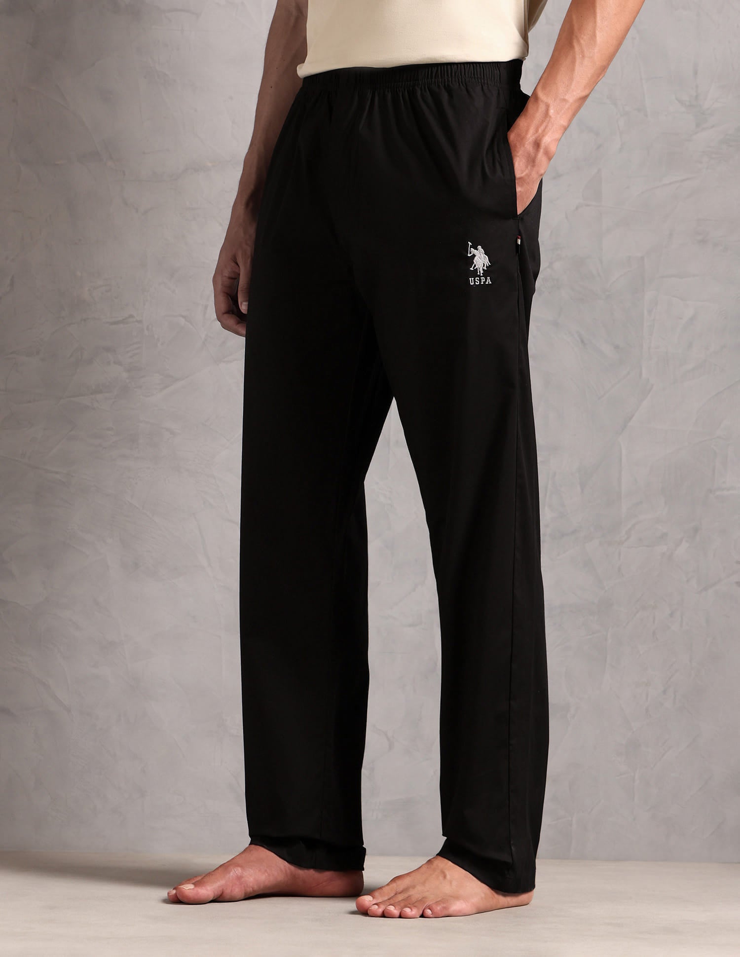 Relaxed Fit Solid LP003 Lounge Pants - Pack Of 1 Black - U.S. Polo Assn. India | Large