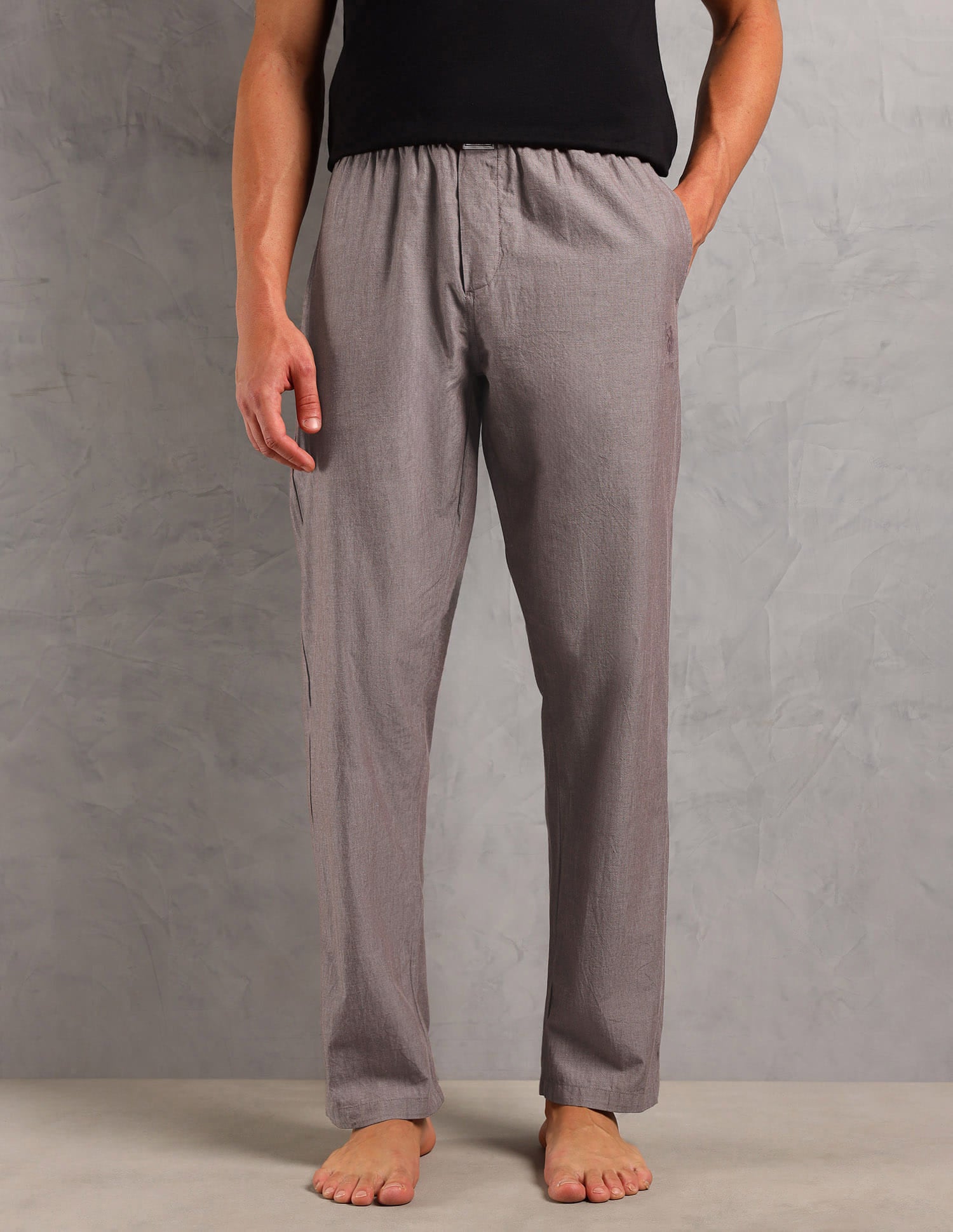 Heathered Pure Cotton I658 Lounge Pants - Pack Of 1 Maroon Chambray - U.S. Polo Assn. India | Large