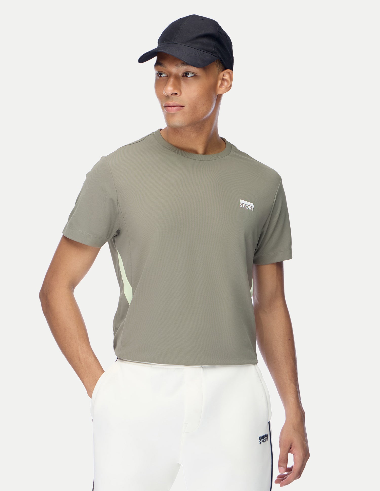 Solid Regular Fit Active T-Shirt Light Green - U.S. Polo Assn. India | Large