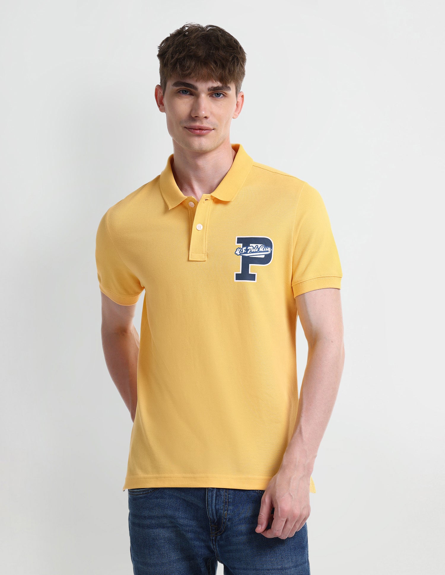 Typography Regular Fit Polo Shirt Yellow - U.S. Polo Assn. India | Large