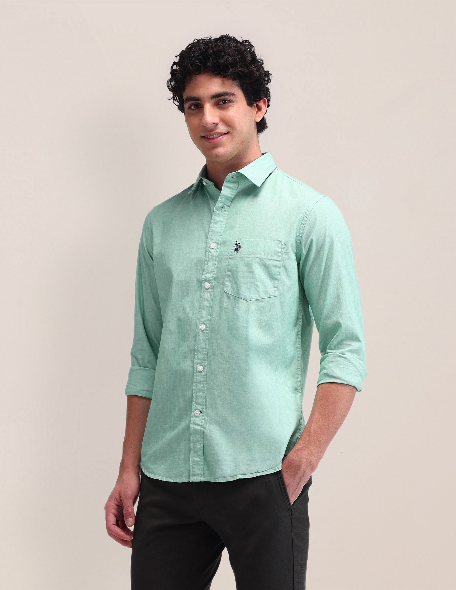 Textured Pattern Poplin Shirt