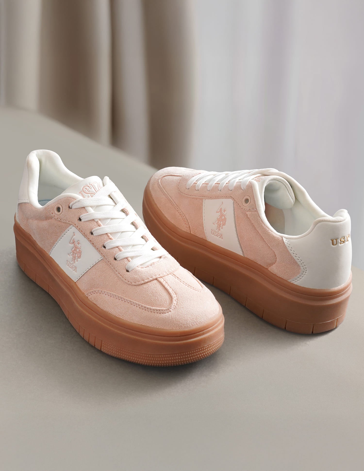 Women Zaira Colourblocked Sneakers Light Pink - U.S. Polo Assn. India | Large