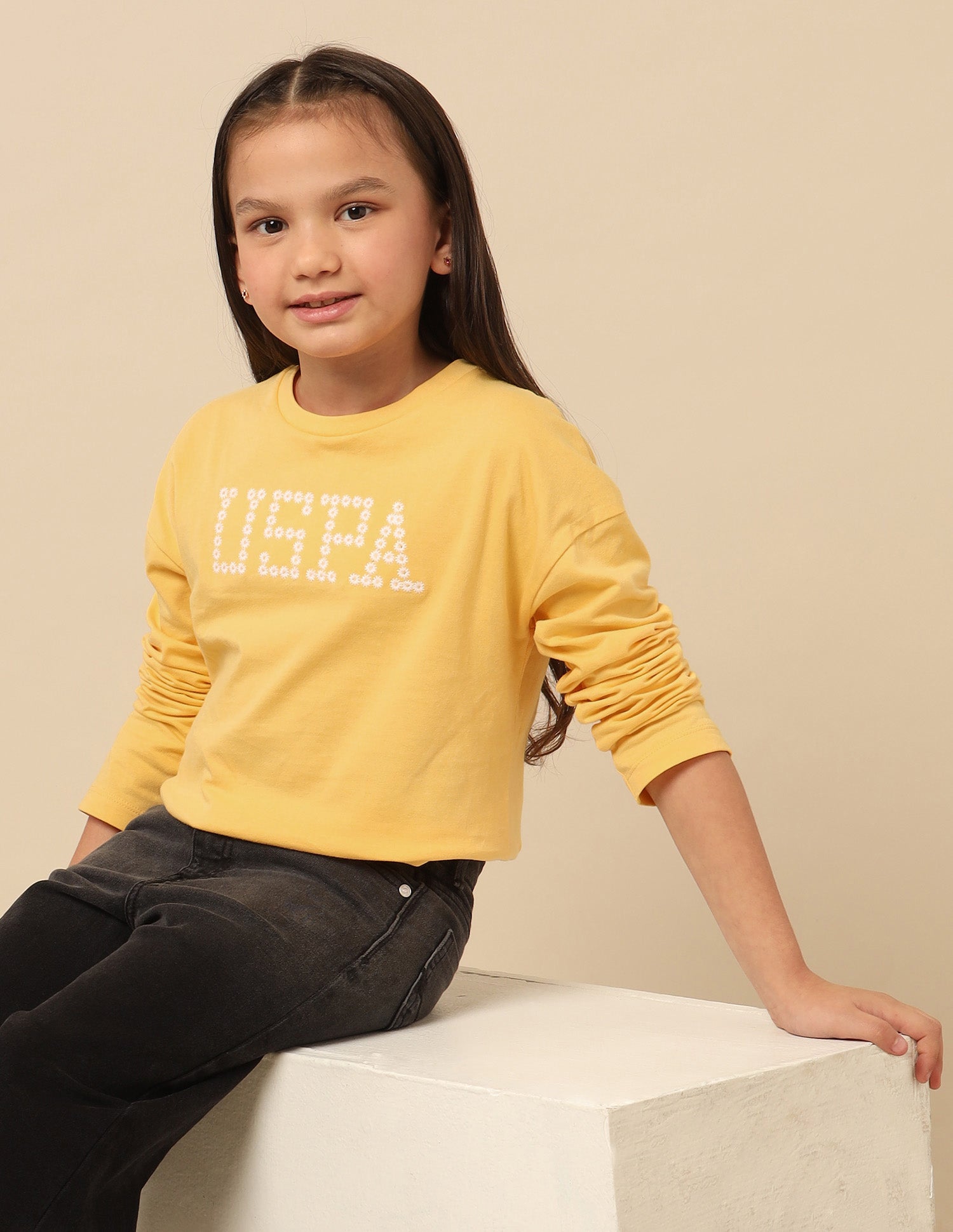 Girls Brand Embroidered Regular Fit Top