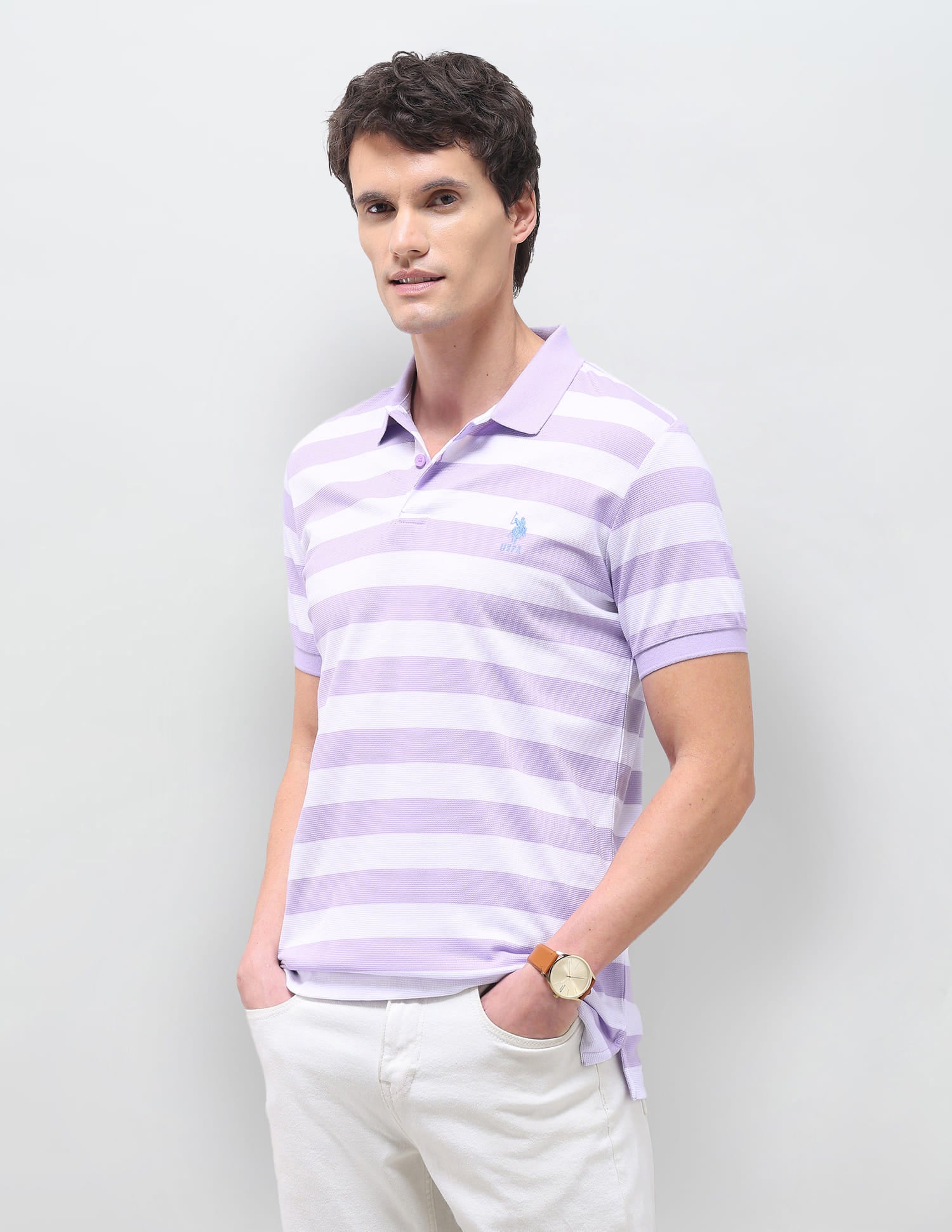 Horizontal Striped Slim Fit Polo Shirt