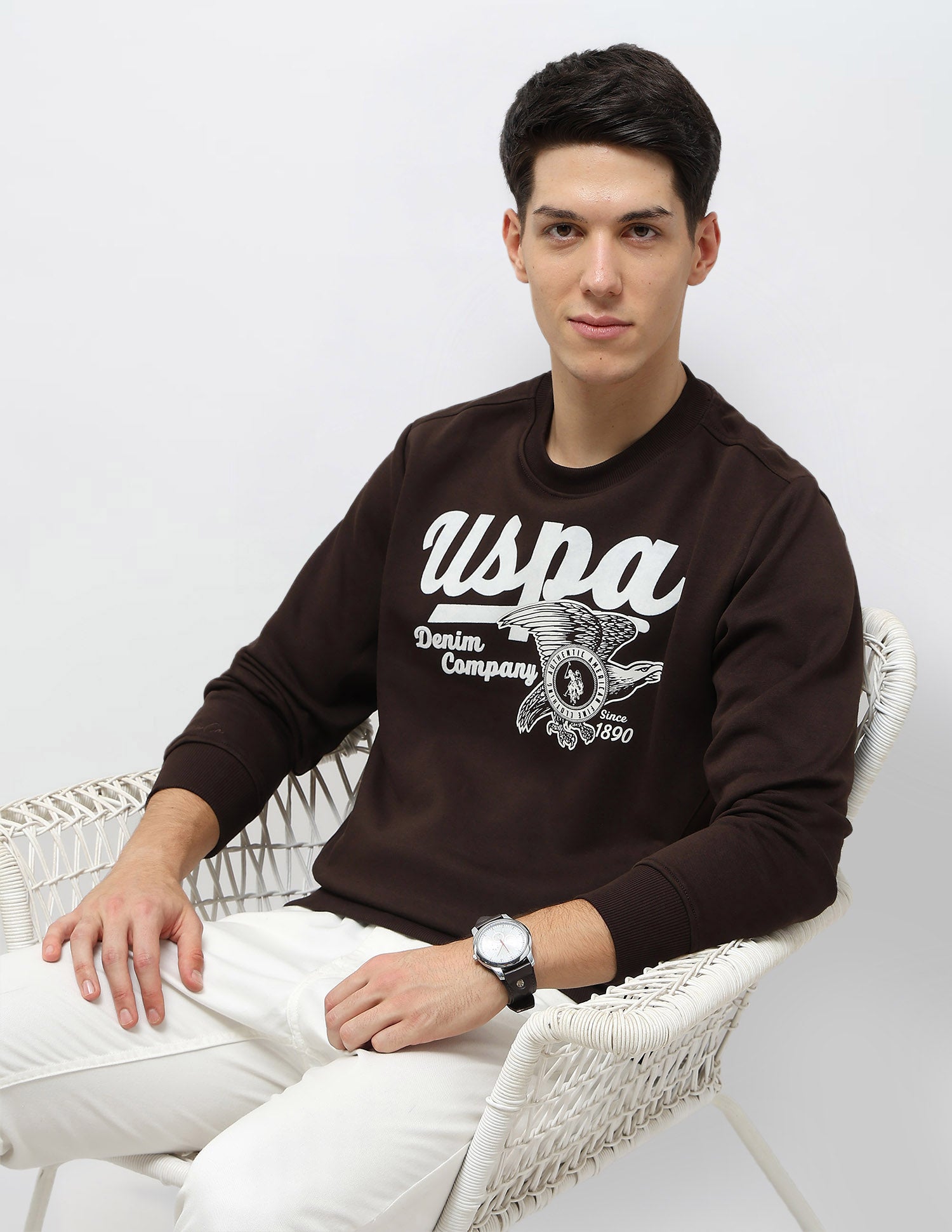 Graphic Brand Printed Sweatshirt Dark Brown - U.S. POLO ASSN. | Large