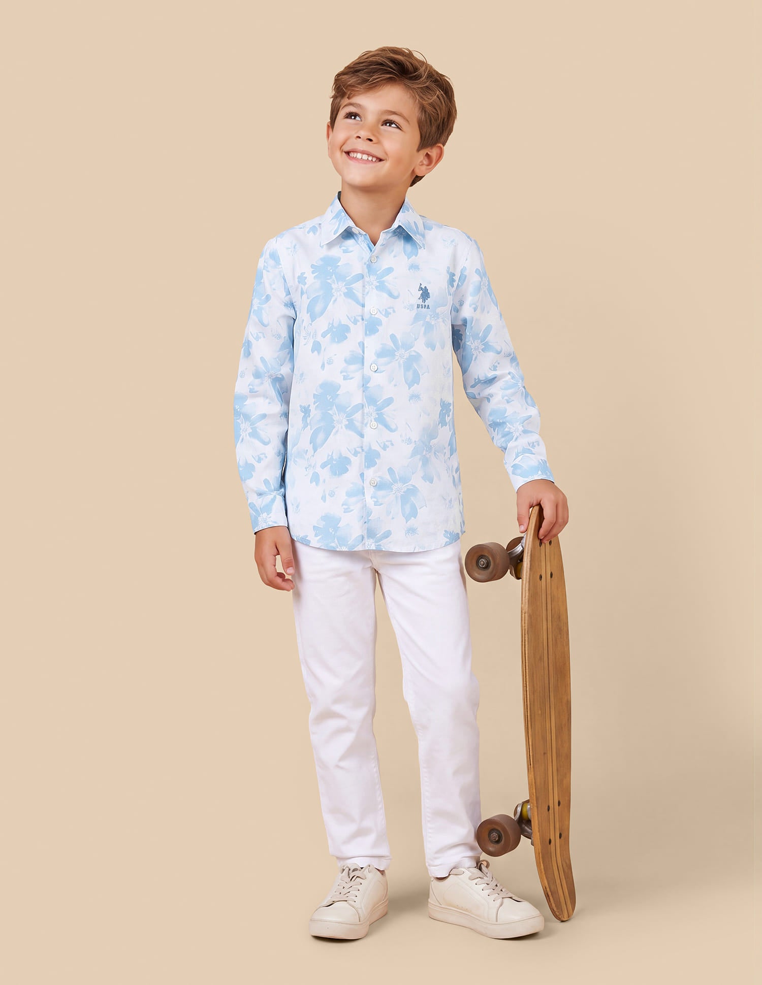 Floral Printed Satin Shirt White - U.S. Polo Assn. India | Large