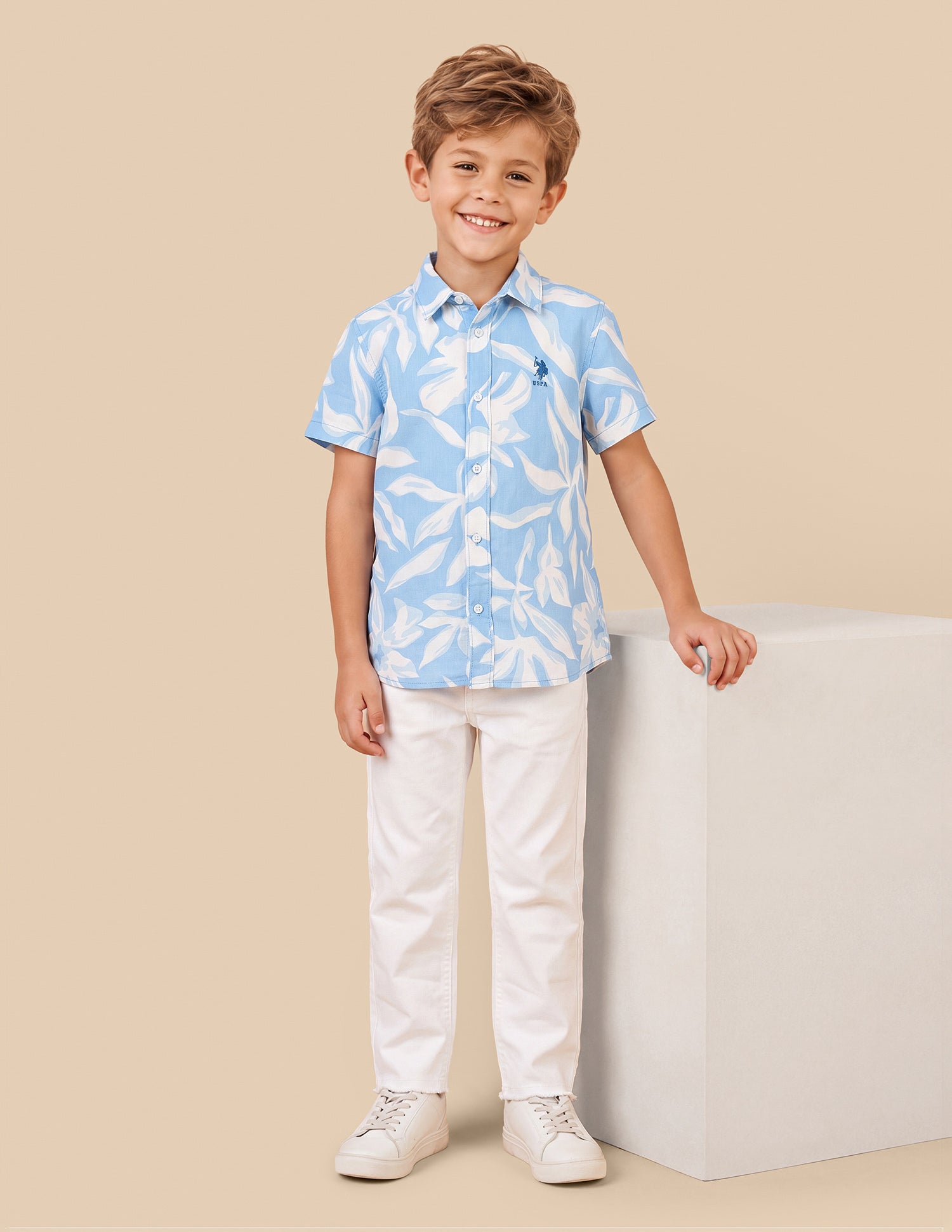 Tropical Printed Regular Fit Shirt Blue - U.S. Polo Assn. India | Large