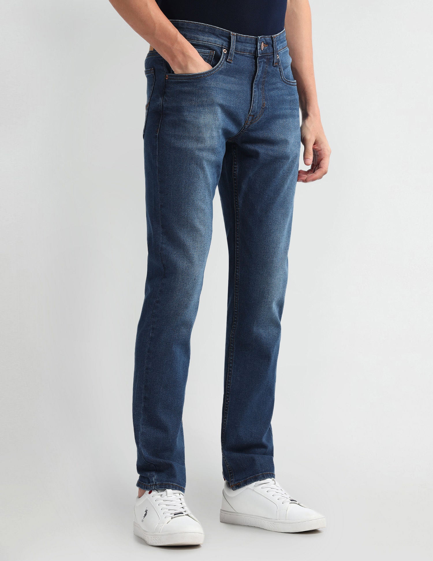 Brandon Slim Tapered Fit Mid Wash Jeans Blue - U.S. Polo Assn. India | Large
