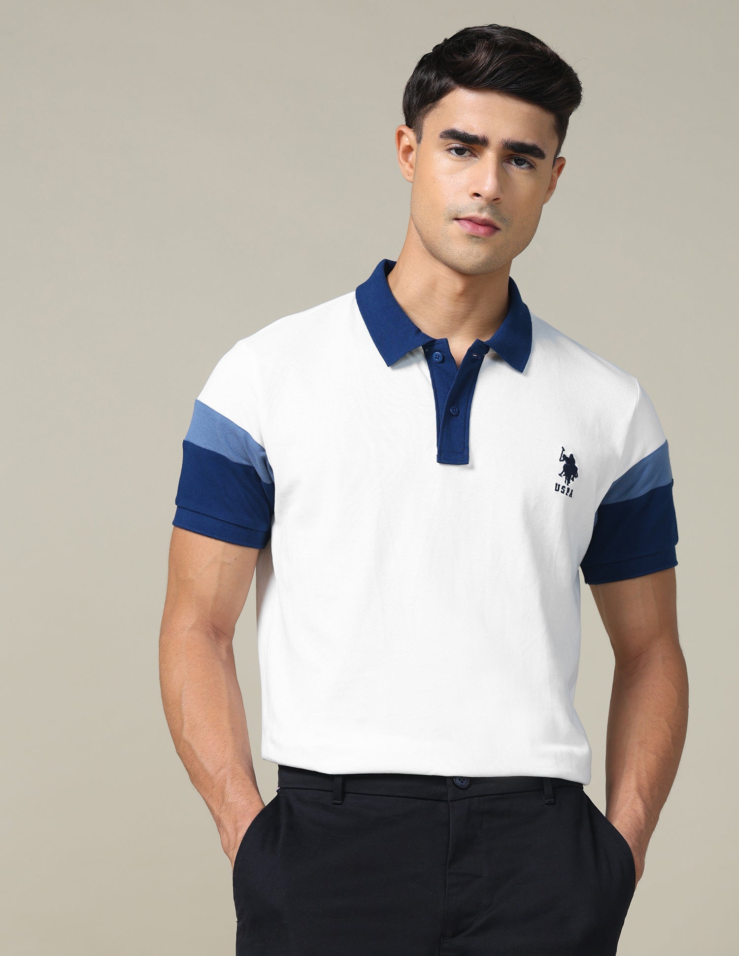 Colourblocked Regular Fit Polo Shirt