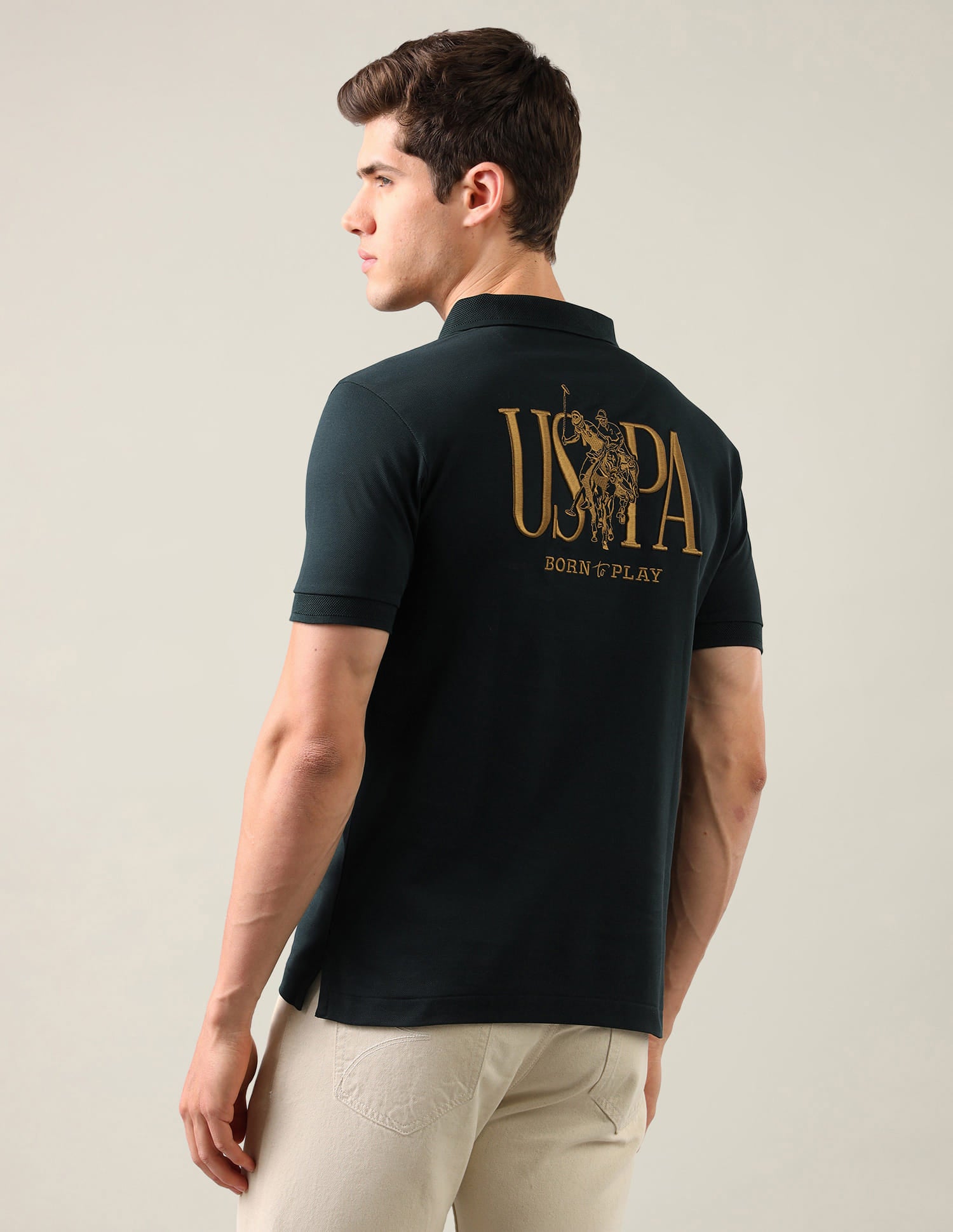 Brand Embroidered Slim Fit Polo Shirt Green - U.S. Polo Assn. India | Large