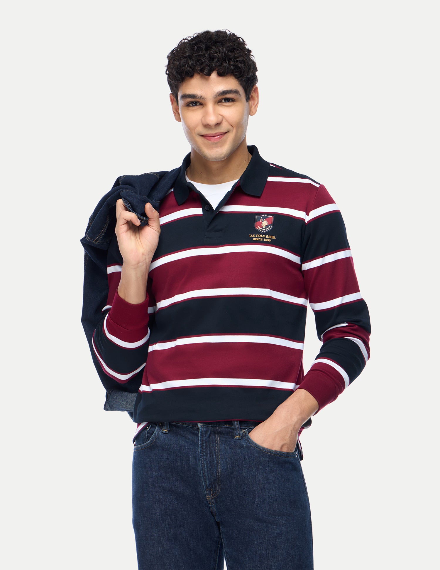 Horizontal Striped Slim Fit Polo Shirt Red - U.S. Polo Assn. India | Large