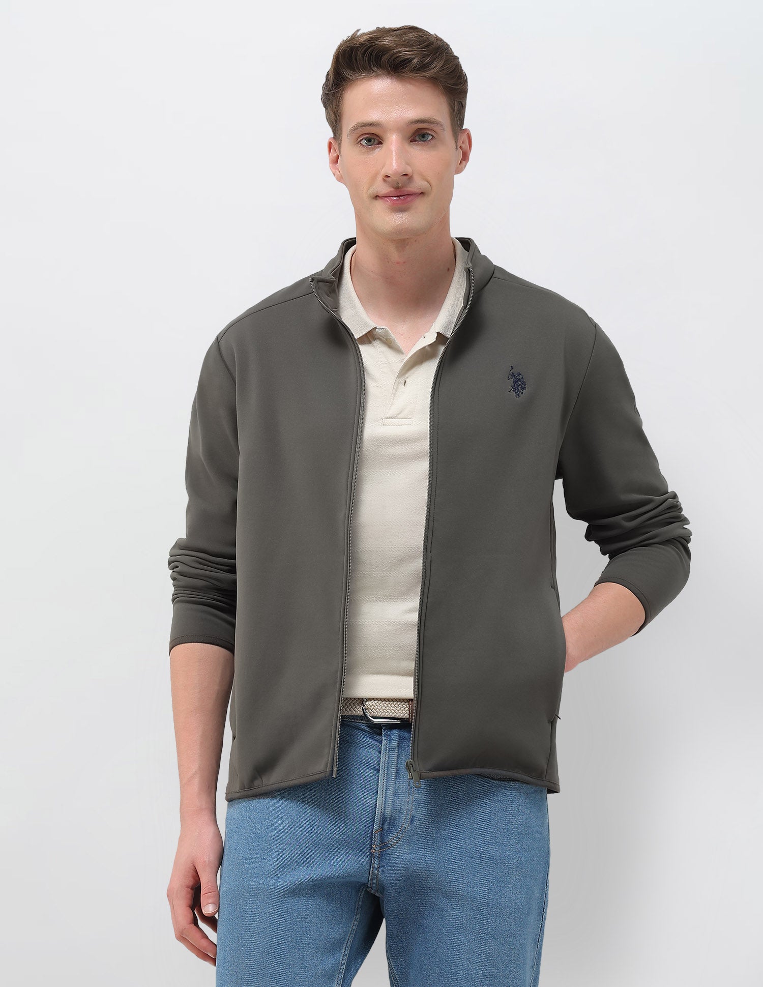 Solid Regular Fit Zipper Sweatshirt