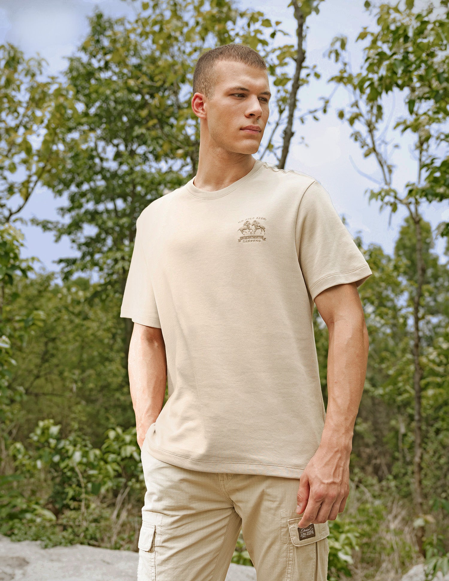 Relaxed Fit Pure Cotton T-Shirt Stone - U.S. Polo Assn. India | Large