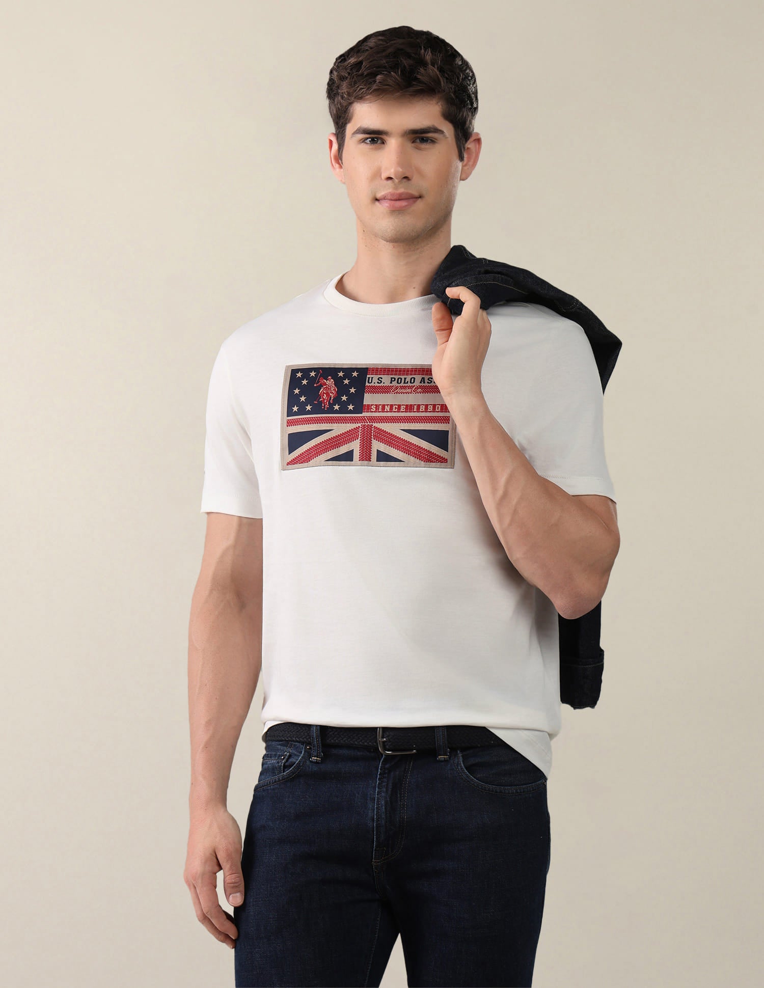 Graphic Printed Slim Fit T-Shirt White - U.S. Polo Assn. India | Large