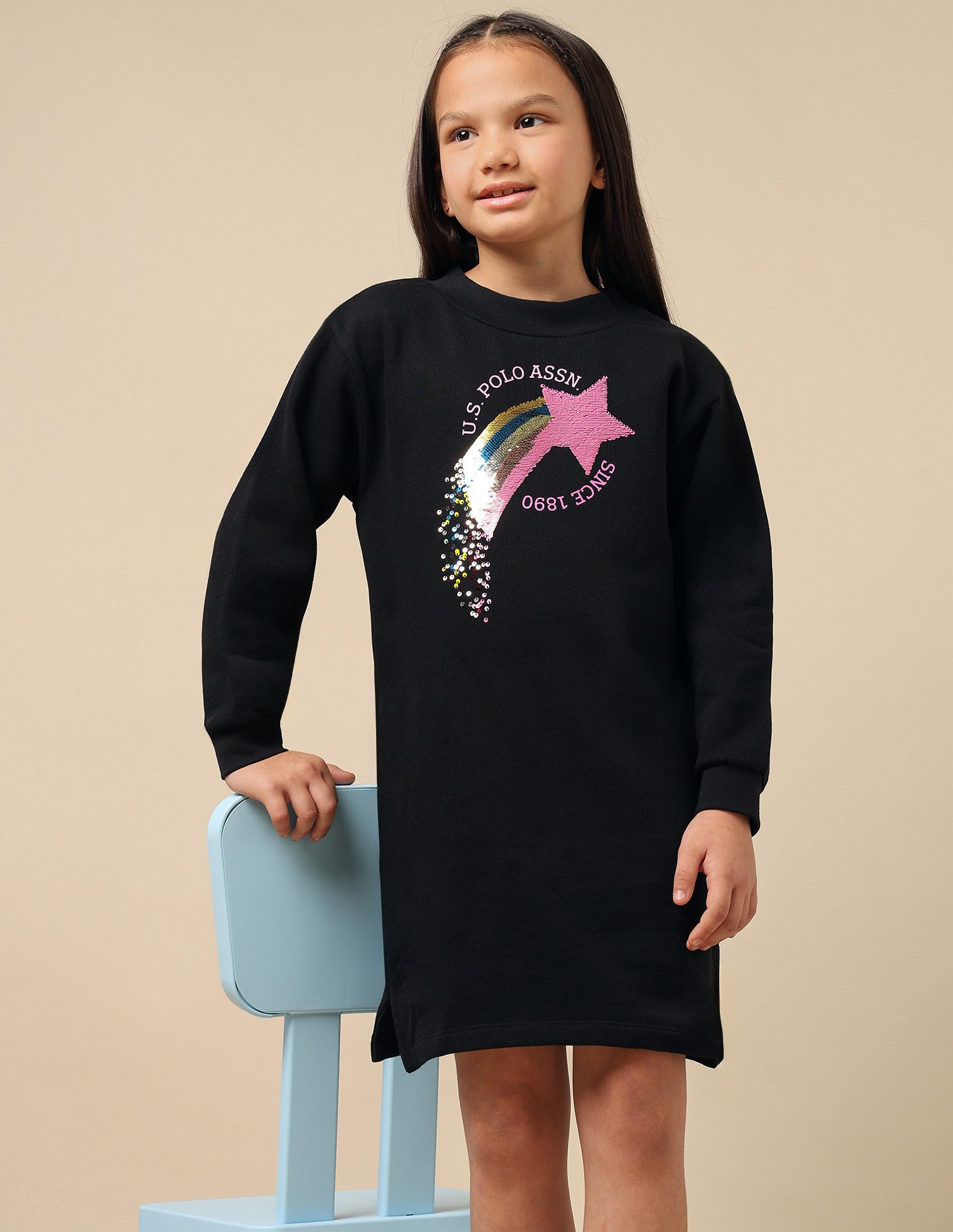 Girls Flip Sequin Sweat Dress