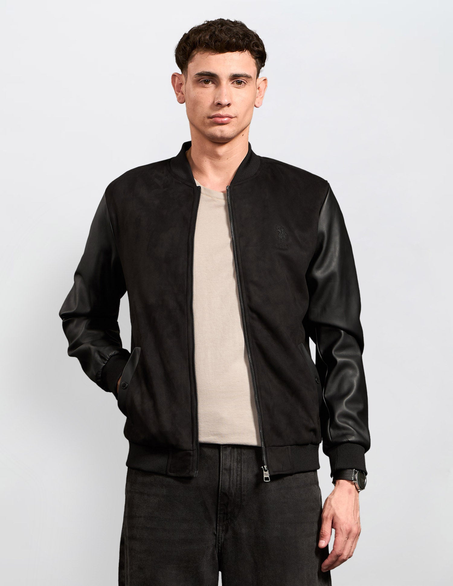 Brand Embossed Black & Gold Jacket