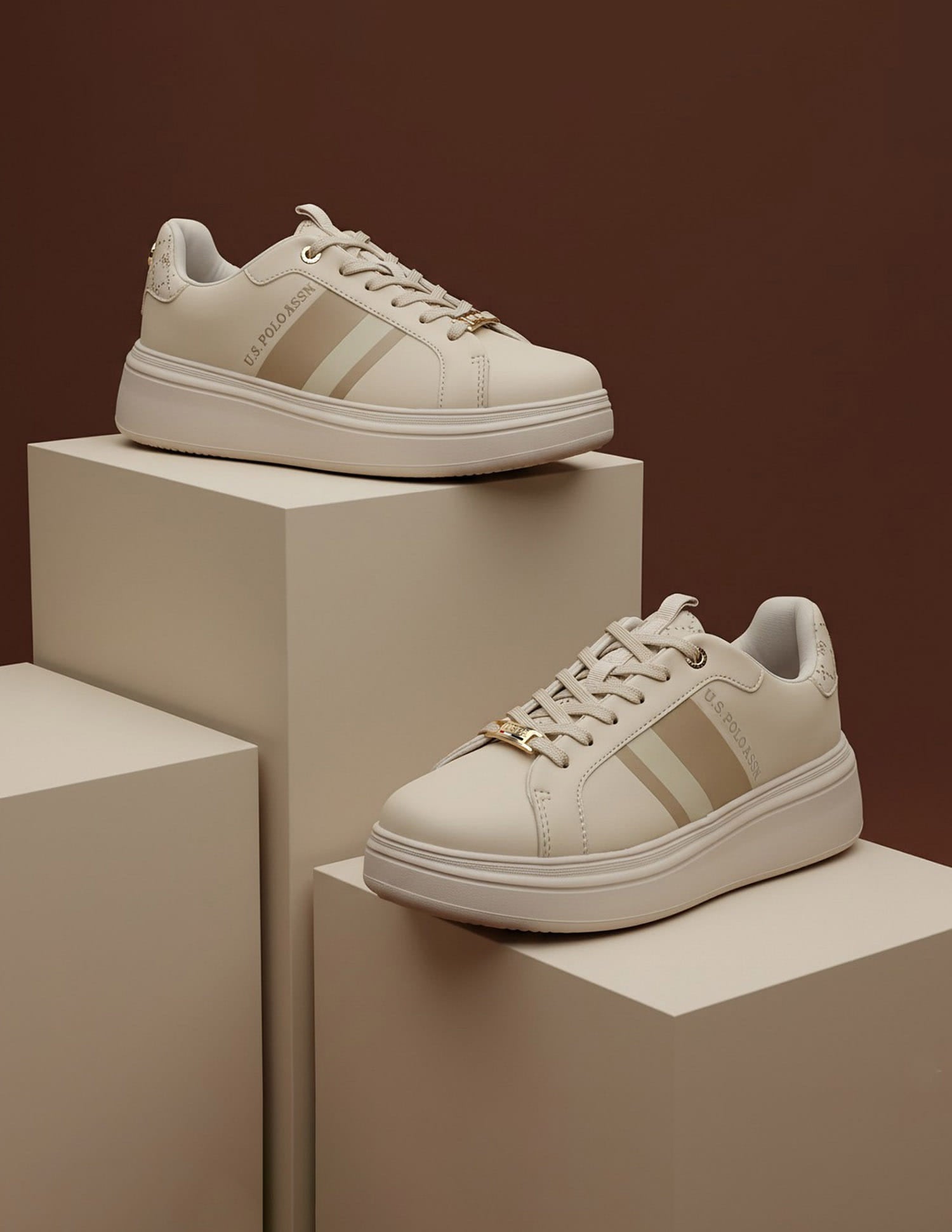 Women Striped Clara 3.0 Sneakers Nude - U.S. Polo Assn. India | Large