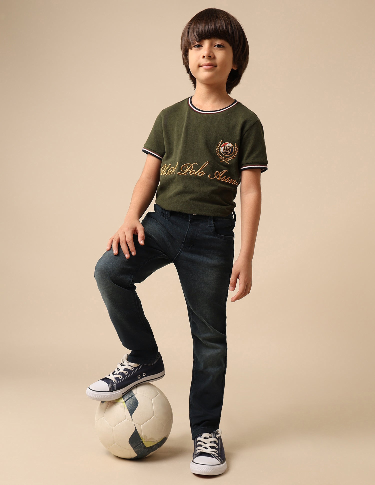 Boys Whiskered Slim Fit Jeans