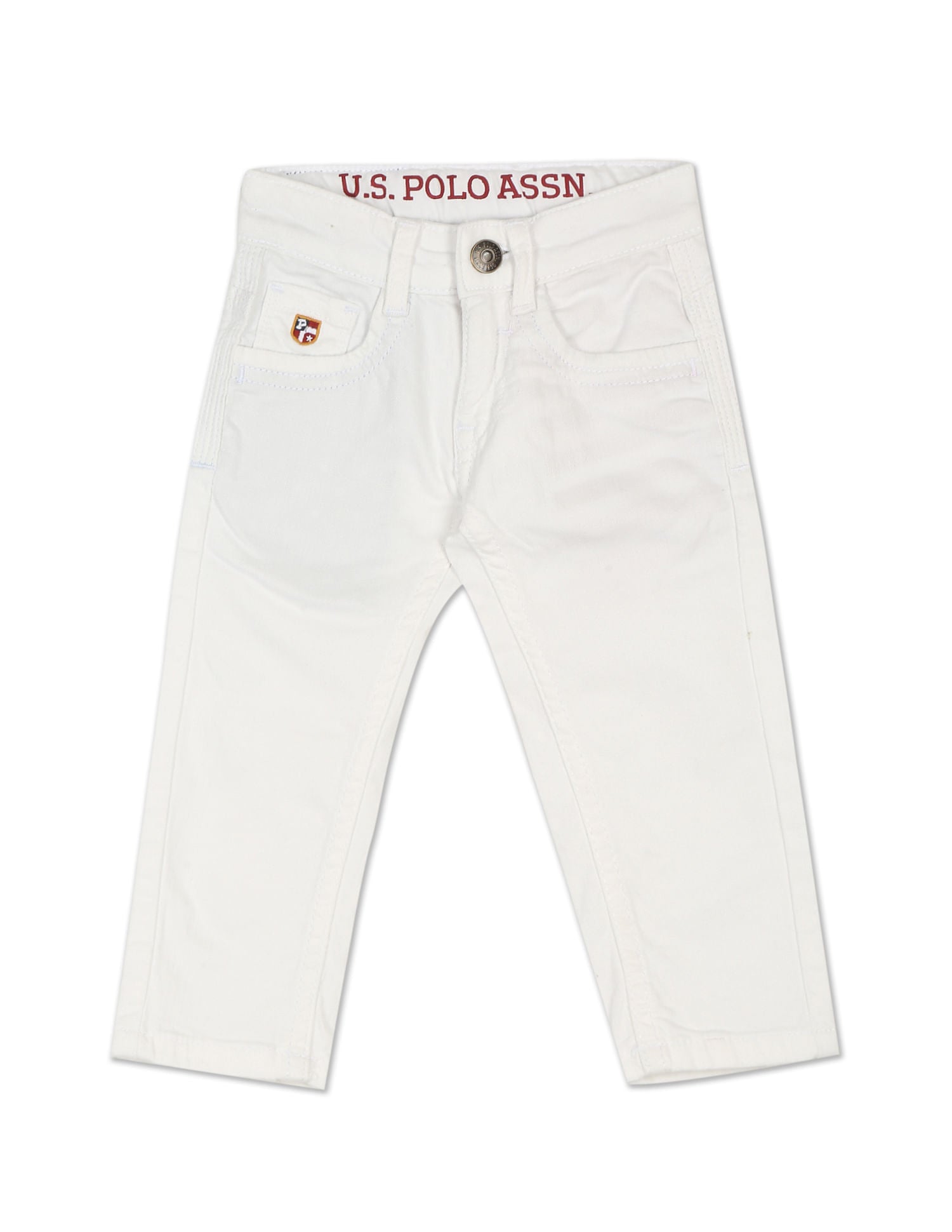Mid Rise Solid Jeans White - U.S. Polo Assn. India | Large