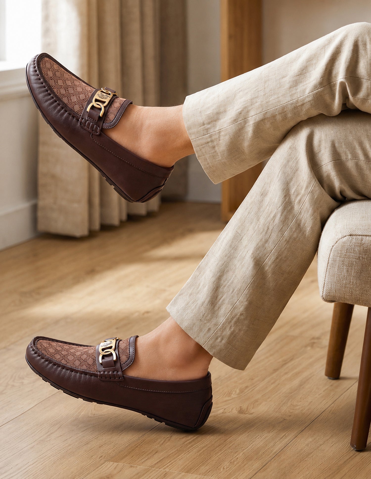 Textured Leather Alvo Loafers Brown - U.S. Polo Assn. India | Large