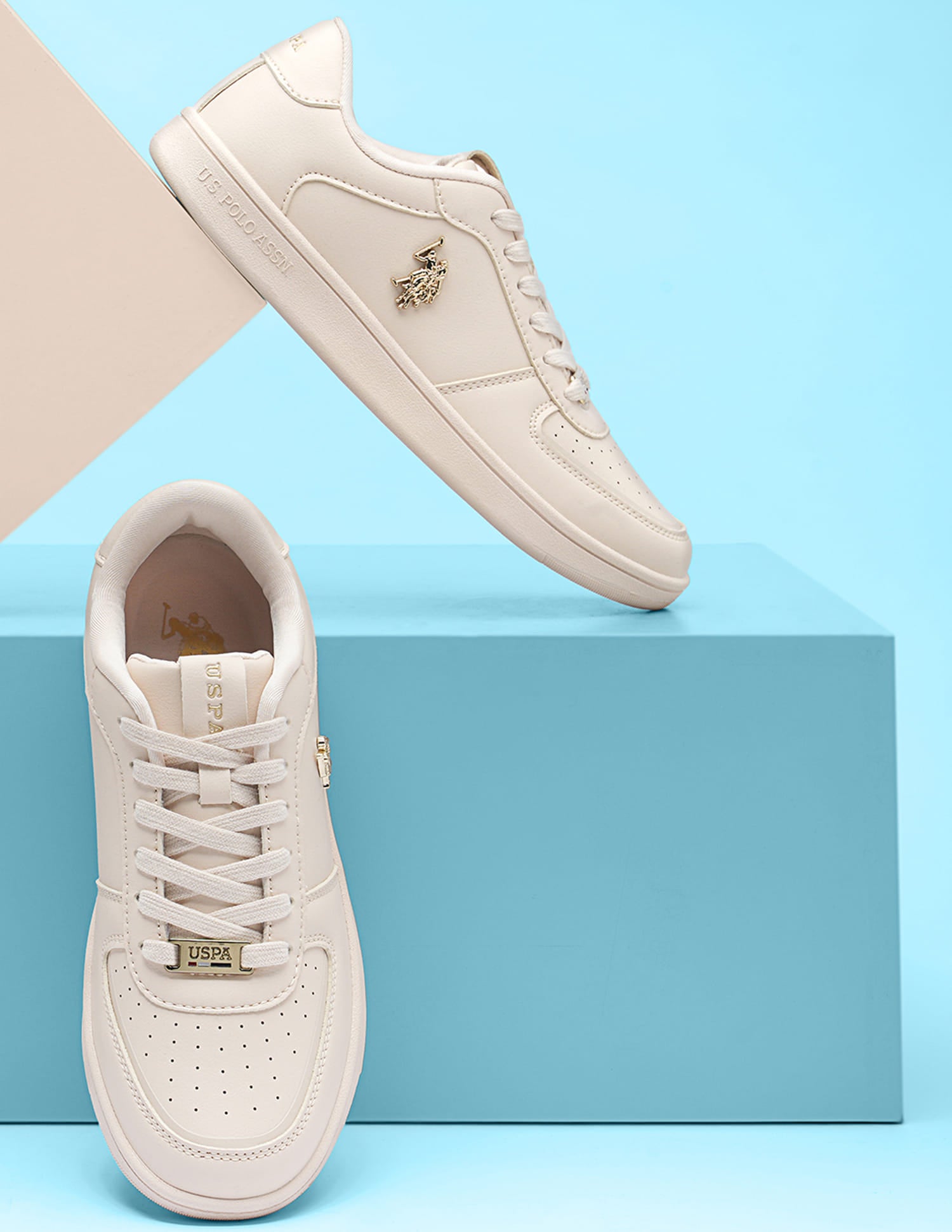Women Solid Nyra Sneakers Nude - U.S. Polo Assn. India | Large