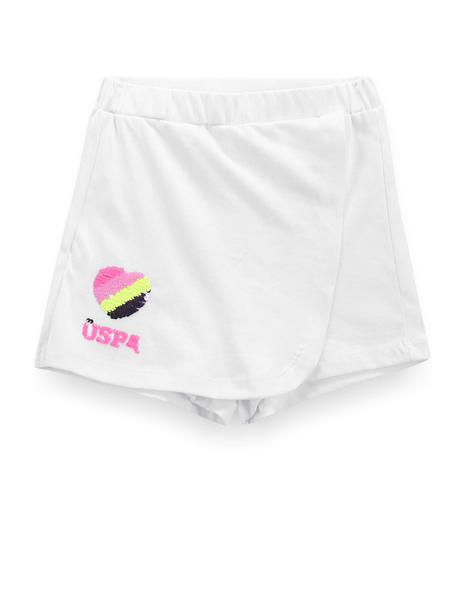 Girls Flip Sequence Cotton Skort White - U.S. POLO ASSN. | Large